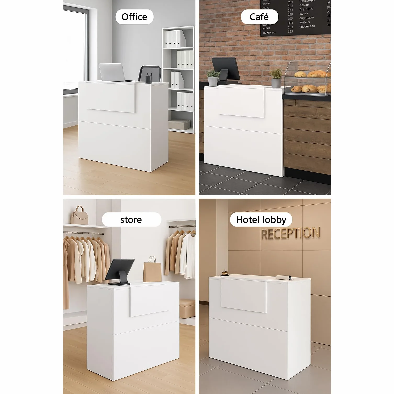 Henor Bancone Reception Oja. 100 x 50 x 107 cm. Legno Con tavolo interno. Ideale per ufficio, reception, attenzione, commercio. Grafite Opaco