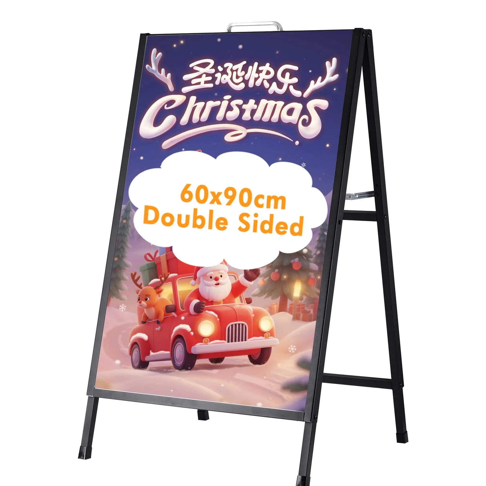YUCHENGTECH Cavalletto Pubblicitario per Esterno con Maniglia 60X90cm Porta Poster Bifacciale Supporto per Poster da Terra In Metallo Totem Pubblicitario per Bar Ristoranti Mostre Esterni