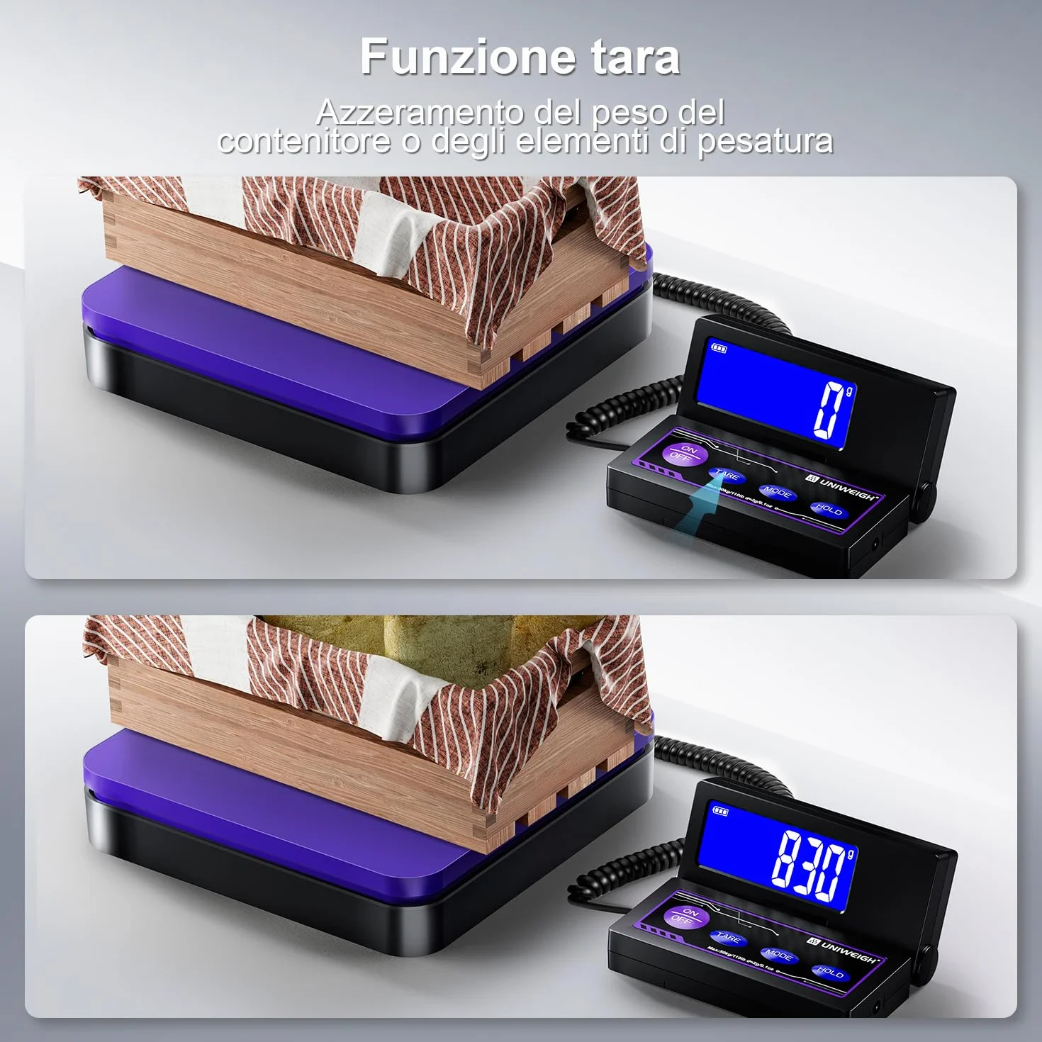 UNIWEIGH Bilancia digitale per spedizioni 110lbs/0.1oz accurata, bilancia postale con 5 unità/LCD/tara/funzione Hold, spegnimento automatico, bilancia postale per pacchi piccole aziende/bilanci