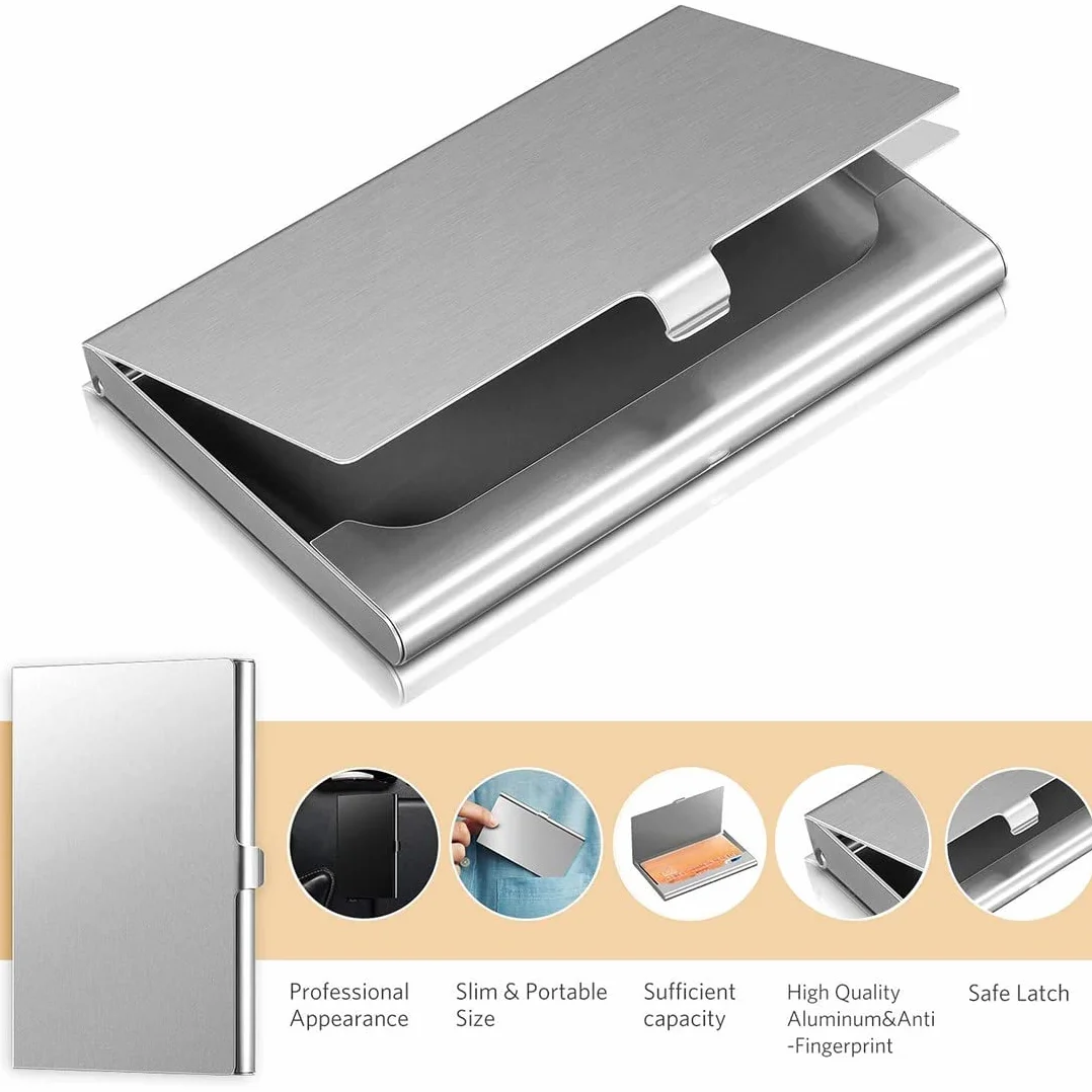 Porta Biglietti da Visita in Alluminio Custodie 2 Pezzi Porta Carte Sottile Professionale