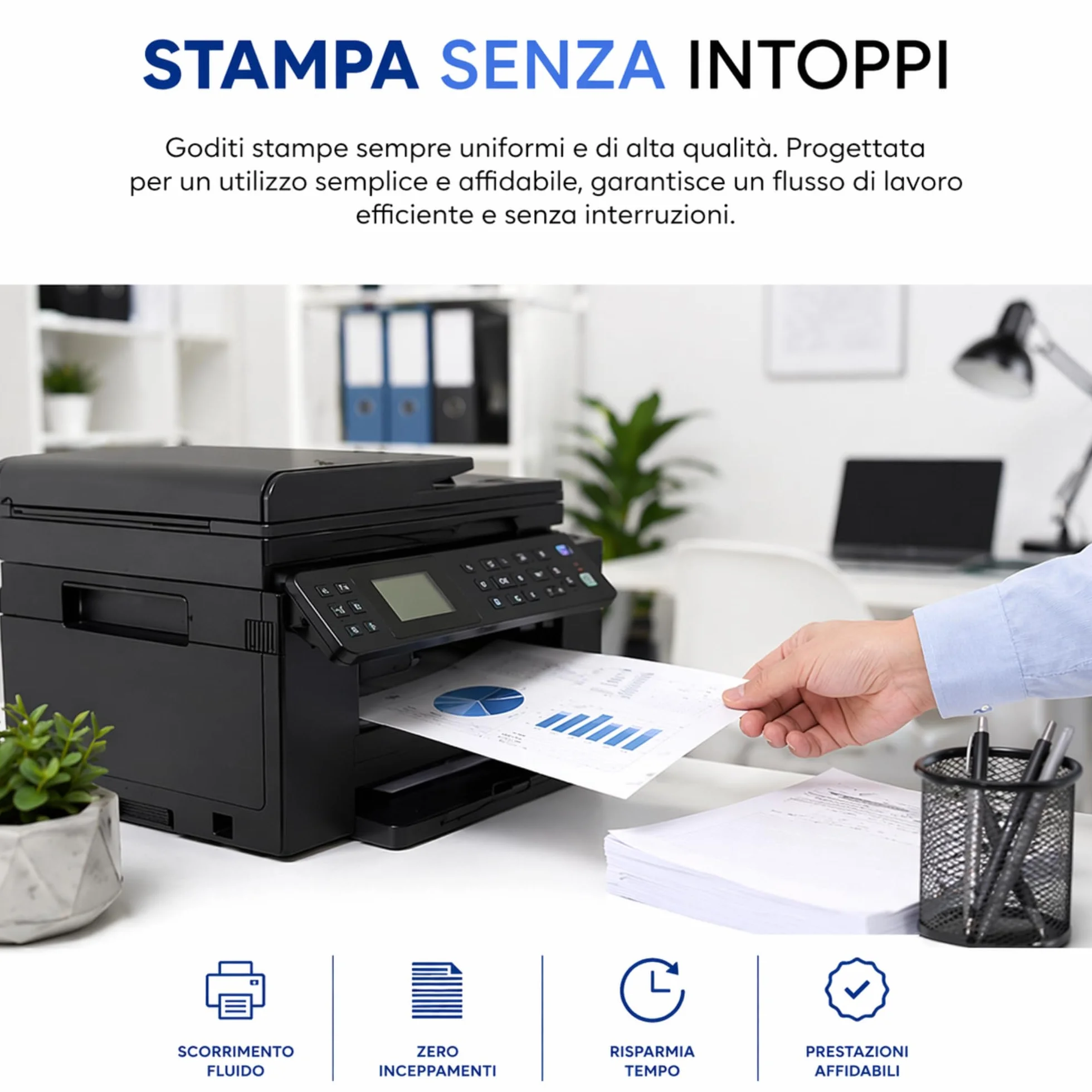 Risma Carta A4 500 Fogli 75g 21x29,7 cm per Stampante Inkjet Laser Fotocopiatrice