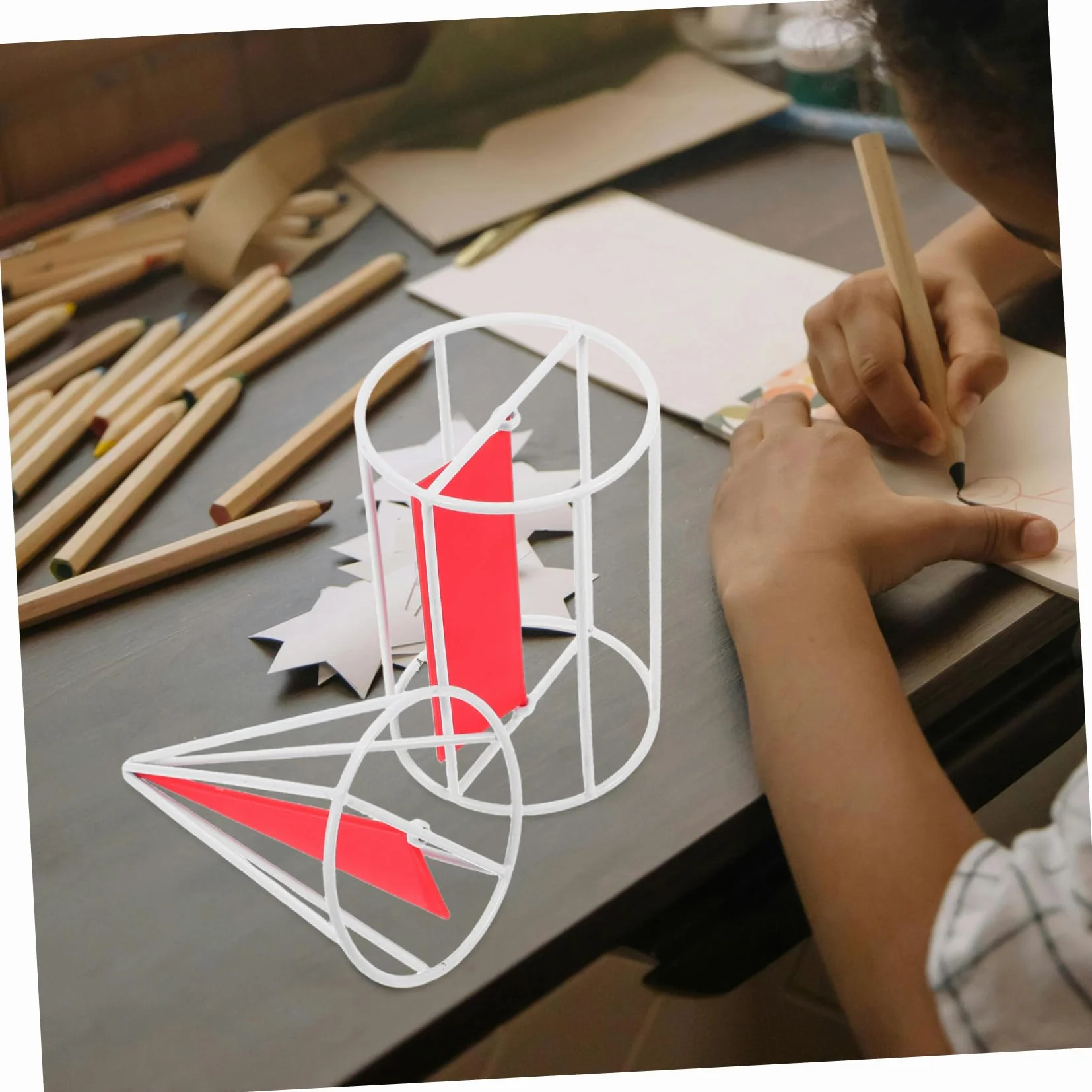 Set Dimostrativo di Solidi Geometrici in Ferro Rotante Cilindro e Cono per Scuola Elementare