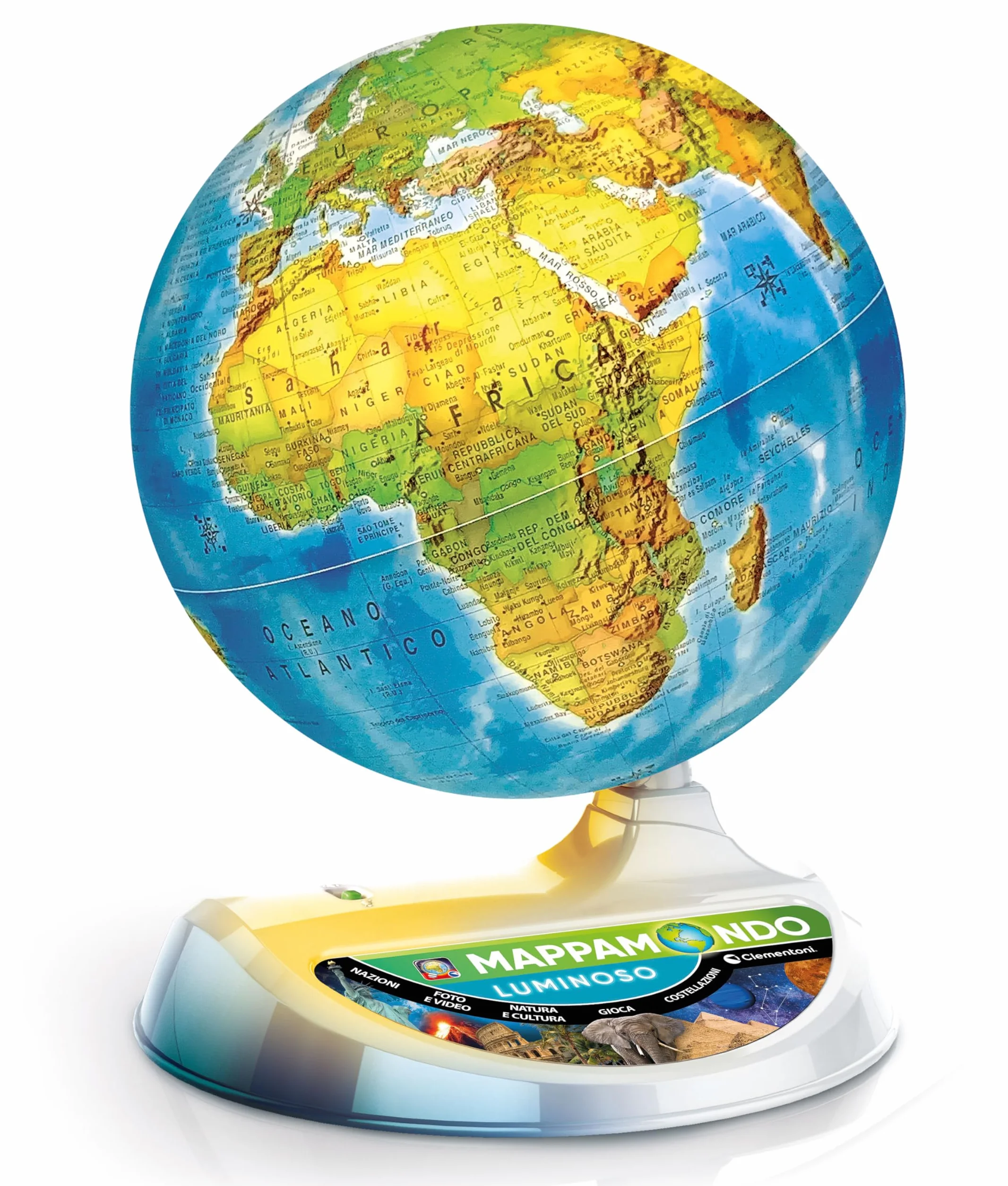 Clementoni Sapientino Più Mappamondo Luminoso Globo Educativo 22cm con Realtà Aumentata