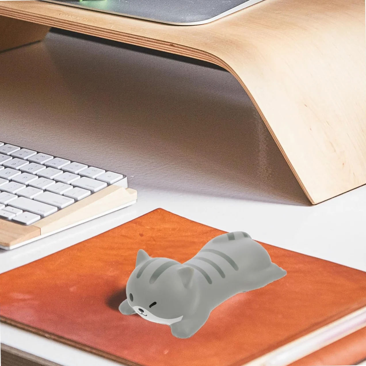 HOMSFOU 4 Pezzi Tappetino Per Mouse Da Polso Cuscino Da Polso Per Animali Carino Poggiapolsi in Memory Foam Carpale Mouse Poggiapolsi Riposo Cartone Animato Supporto Grey