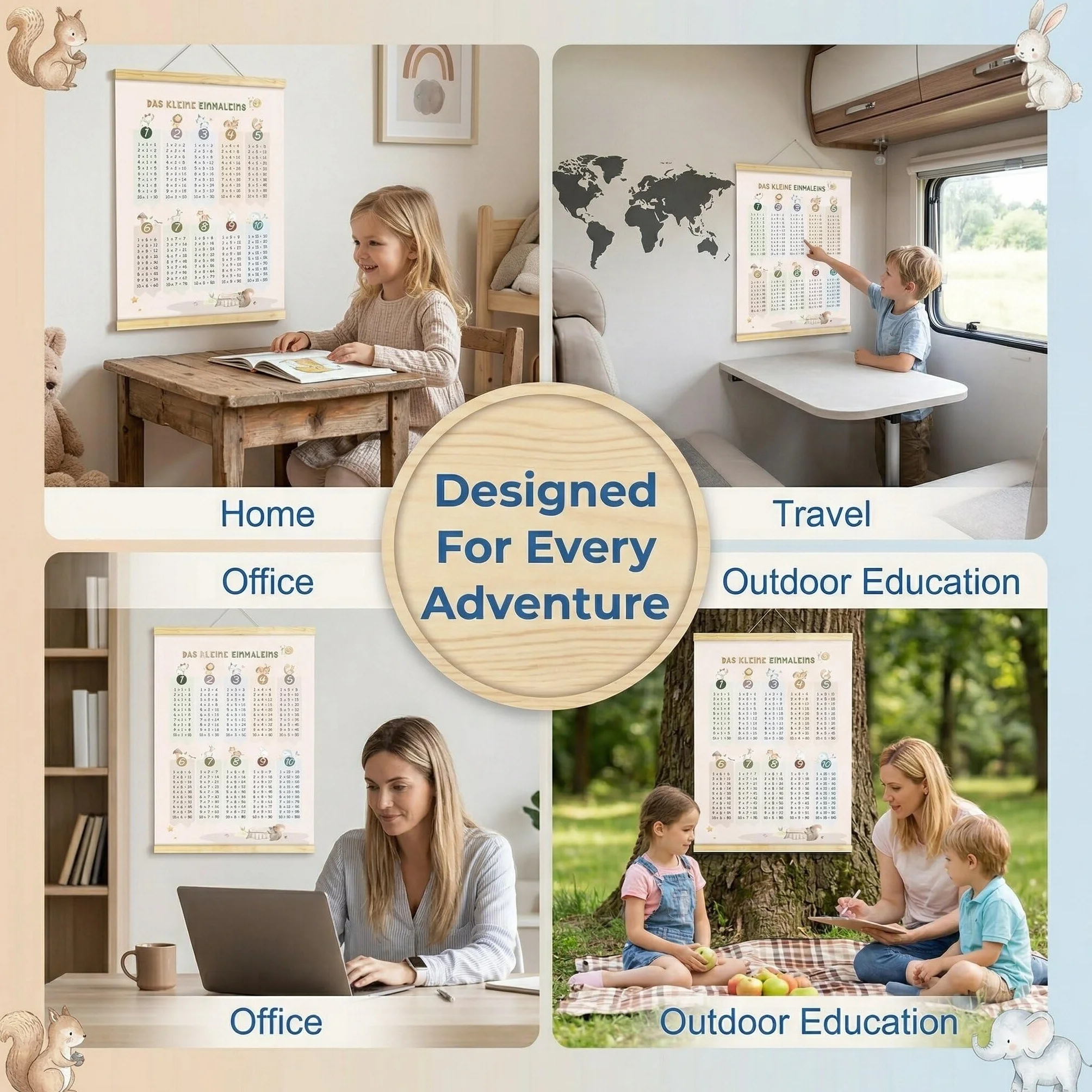 Poster Tabelline per Bambini Gioco Calcolo Matematico Scuola Elementare