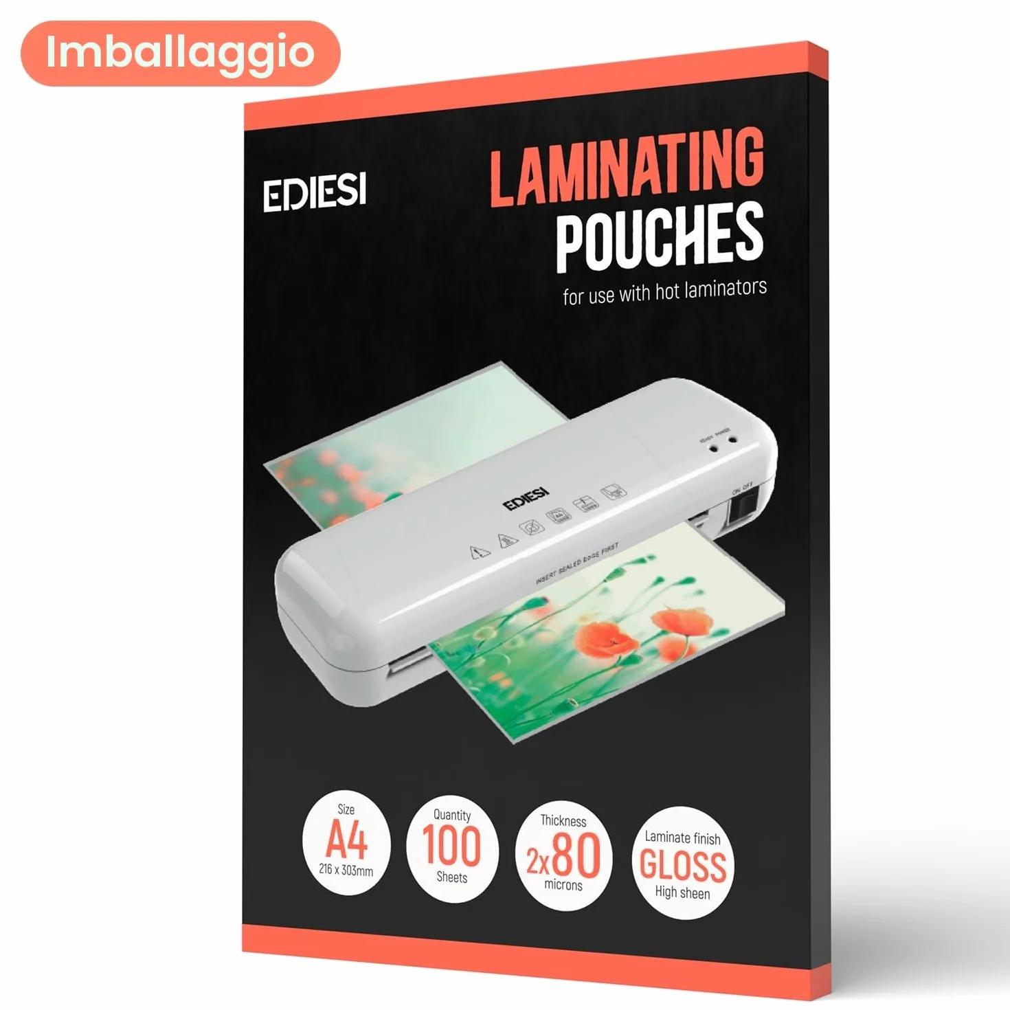 Fogli Plastificatrice A4 Confezione da 100 Laminazioni Lucidi