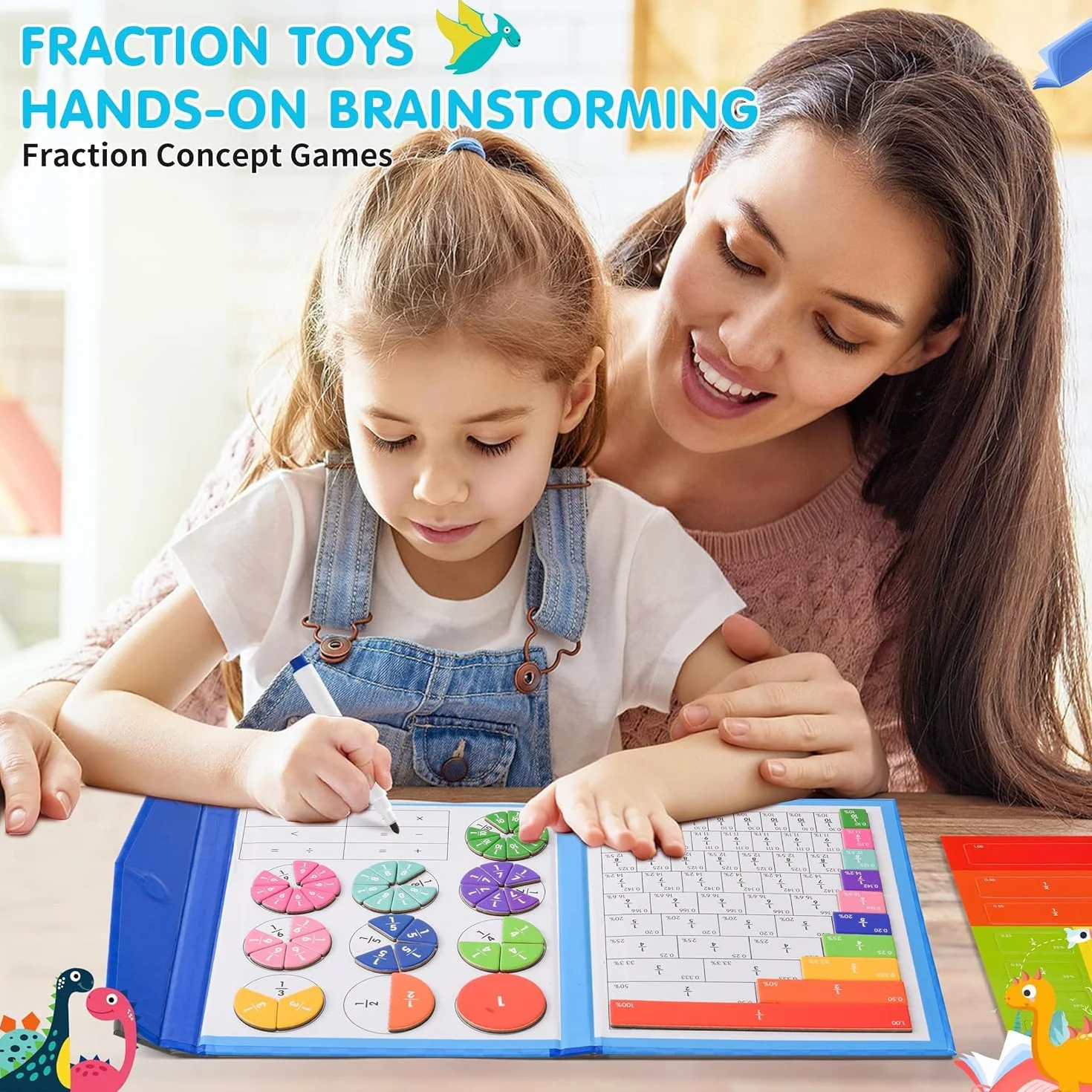 Puzzle Educativo Sulla Frazione Magnetica, Piastrelle Magnetiche Frazioni, Matematica Montessori Primaria, Set per Bambini