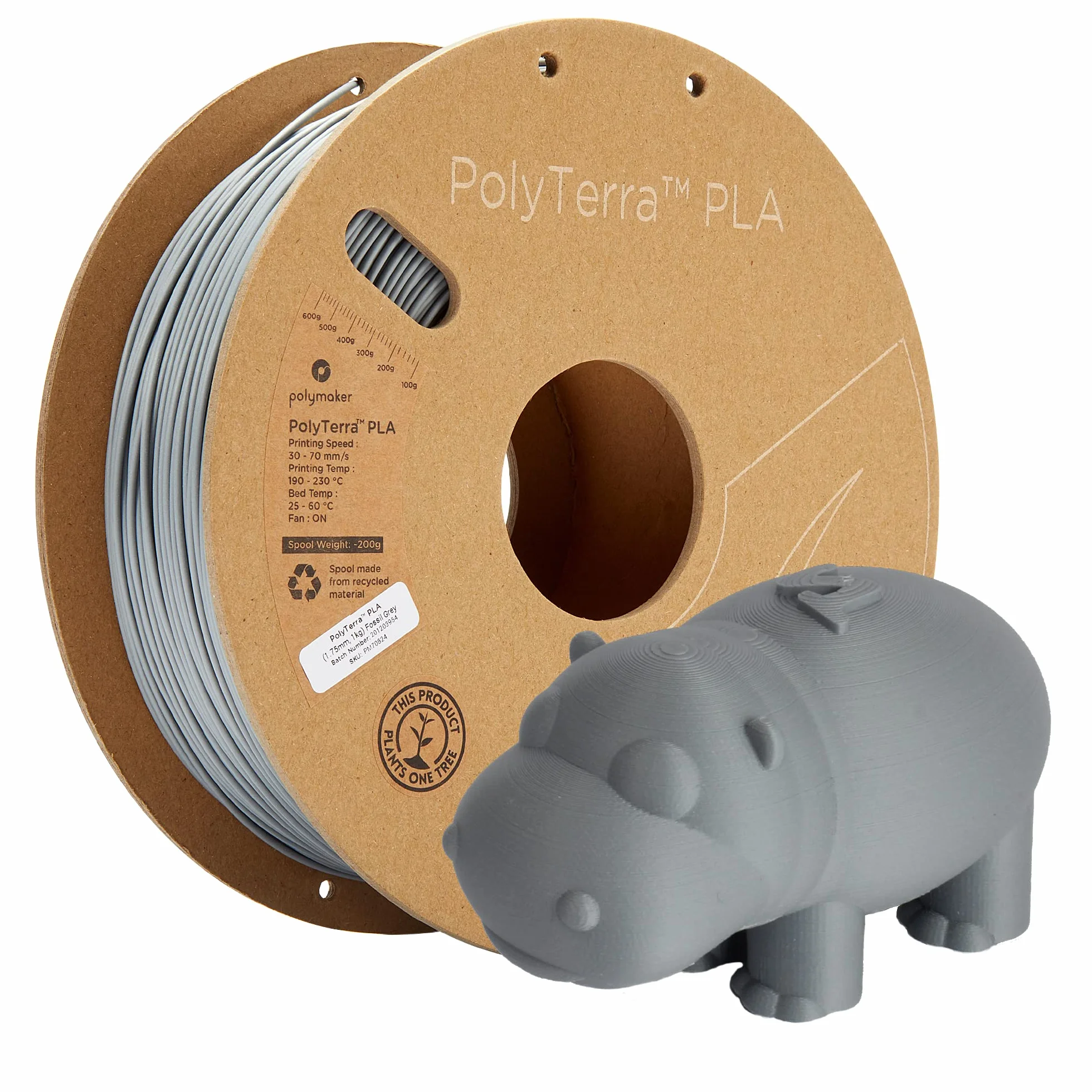 Polymaker PolyTerra PLA Fossil Grey 1.75mm 1kg