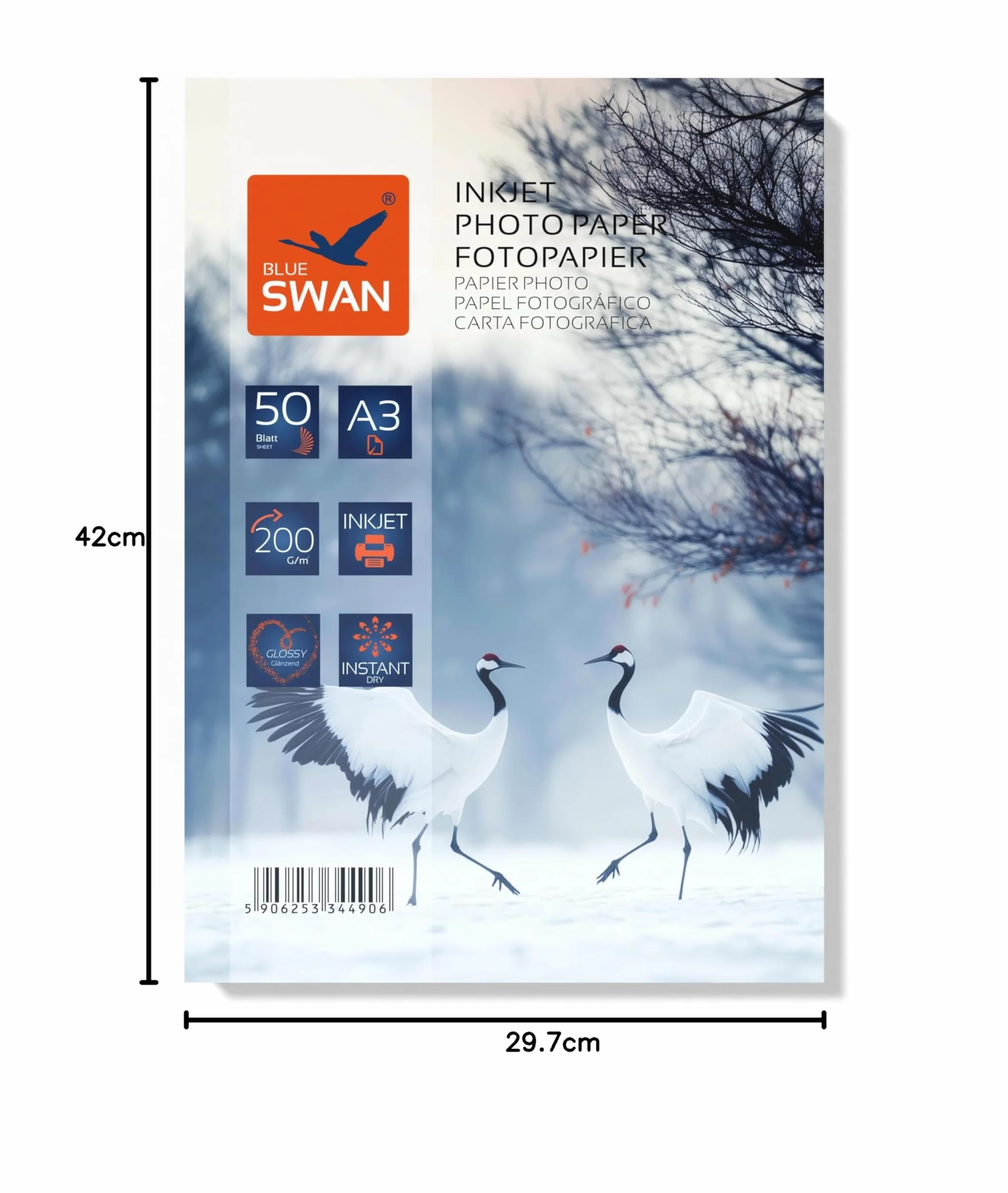 BLUE SWAN Carta Fotografica Lucida A3 200 g/m² 50 Fogli 297 × 420 mm