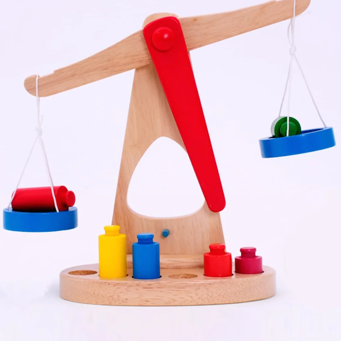 Scala della Bilancia in Legno Toy Matematica Apprendimento Strumenti educativi per Bambini con 6 Pesi, educazione all'apprendimento