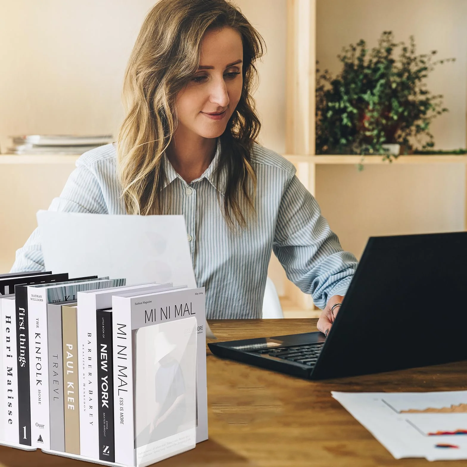 Fermalibri in Metallo 10 Pezzi + 50 Adesivi Antiscivolo per Casa Biblioteca