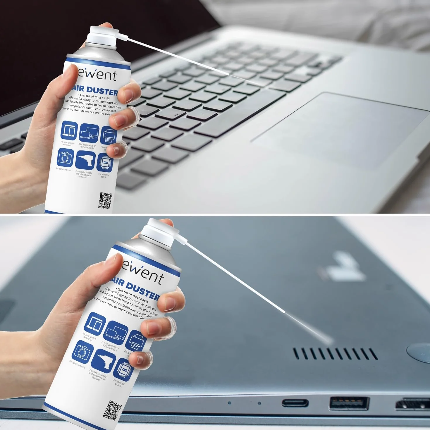 Ewent Spray aria compressa 400 ml con cannuccia lunga per pulizia tastiere computer