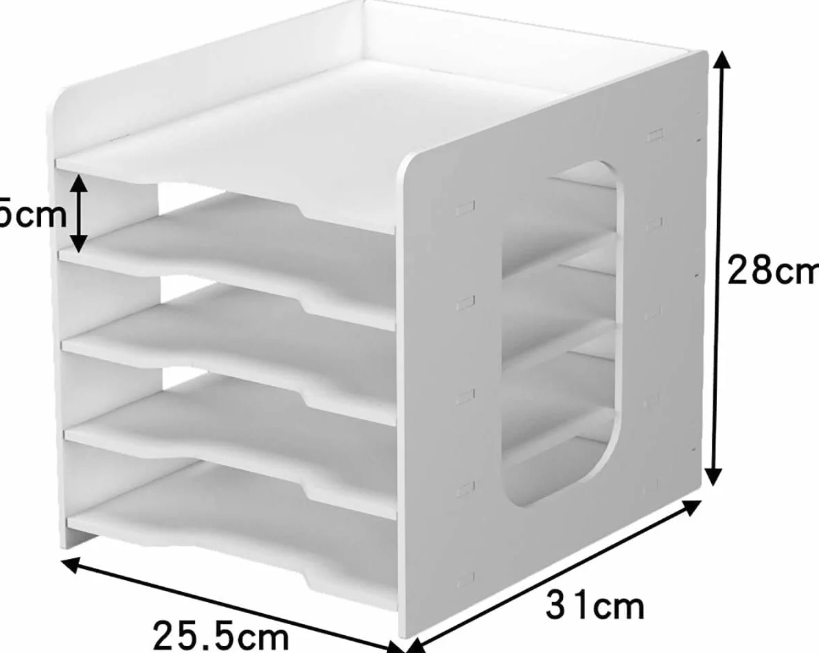 PUNCA Organizer Documenti Scrivania 5 Livelli Portadocumenti Impilabile Economico in PVC Portadocumenti da Scrivania Organizzatore Raccoglitore Documenti A4 Porta Documenti per Ufficio a Casa Scuola