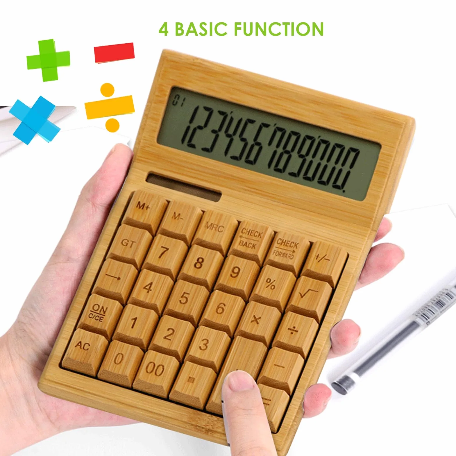 Jectse Calcolatrice da Tavolo, Calcolatrice Solare a 12 Cifre e Alimentata a Batteria con Ampio Display LCD Calcolatrice da Tavolo Portatile, Funzione Standard per Ufficio, Casa,