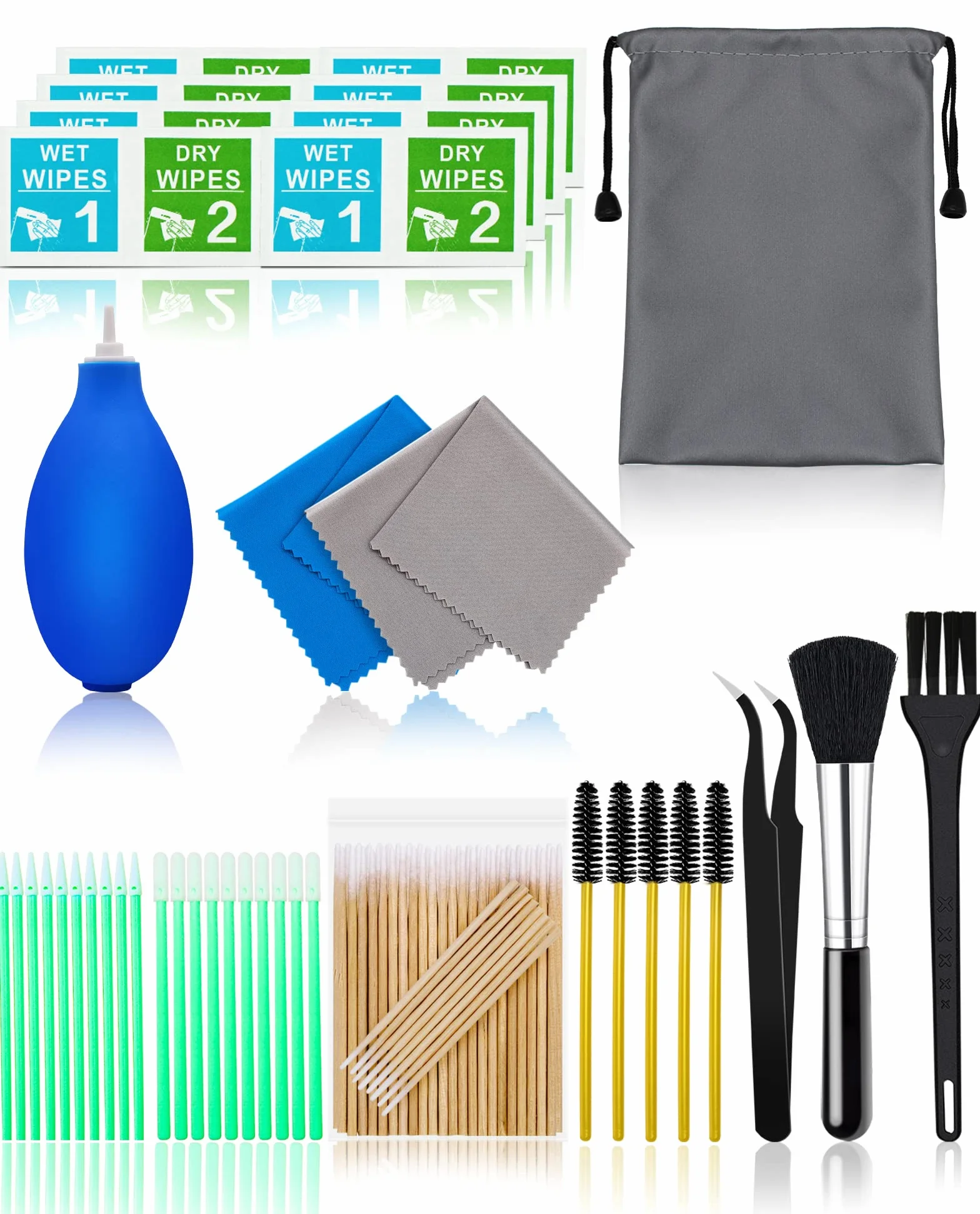 Kit di pulizia per iPhone 140 pezzi, kit di pulizia per Airpod con salviettine, kit di pulizia dello schermo per telefono, computer portatile, kit di pulizia per iPhone con panno in microfibra