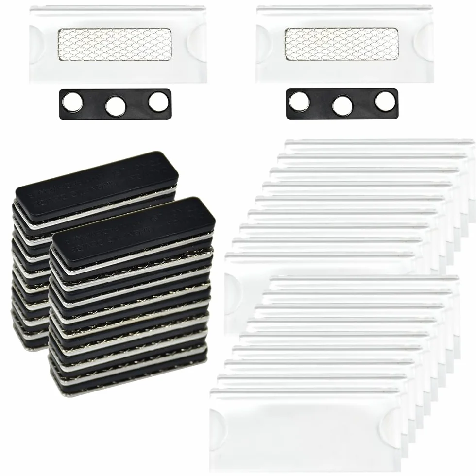 ADERTOS 18 Pezzi Portanome Magnetico, Targhette Magnetiche Badge Identificativi, Mini Espositore Acrilico Trasparente