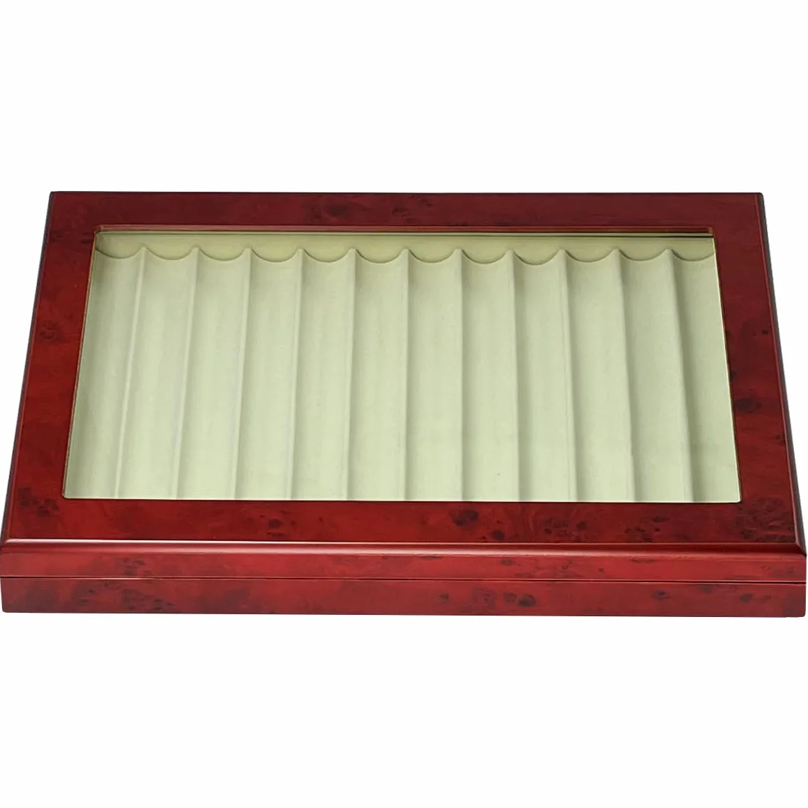MR Maestro Relojero - Scatola Portapenne con vetrina per 12 penne in legno Noce | Espositore penne stilografiche | Portapenne da esposizione | Raccoglitore collezioni | Ciliegia, legno