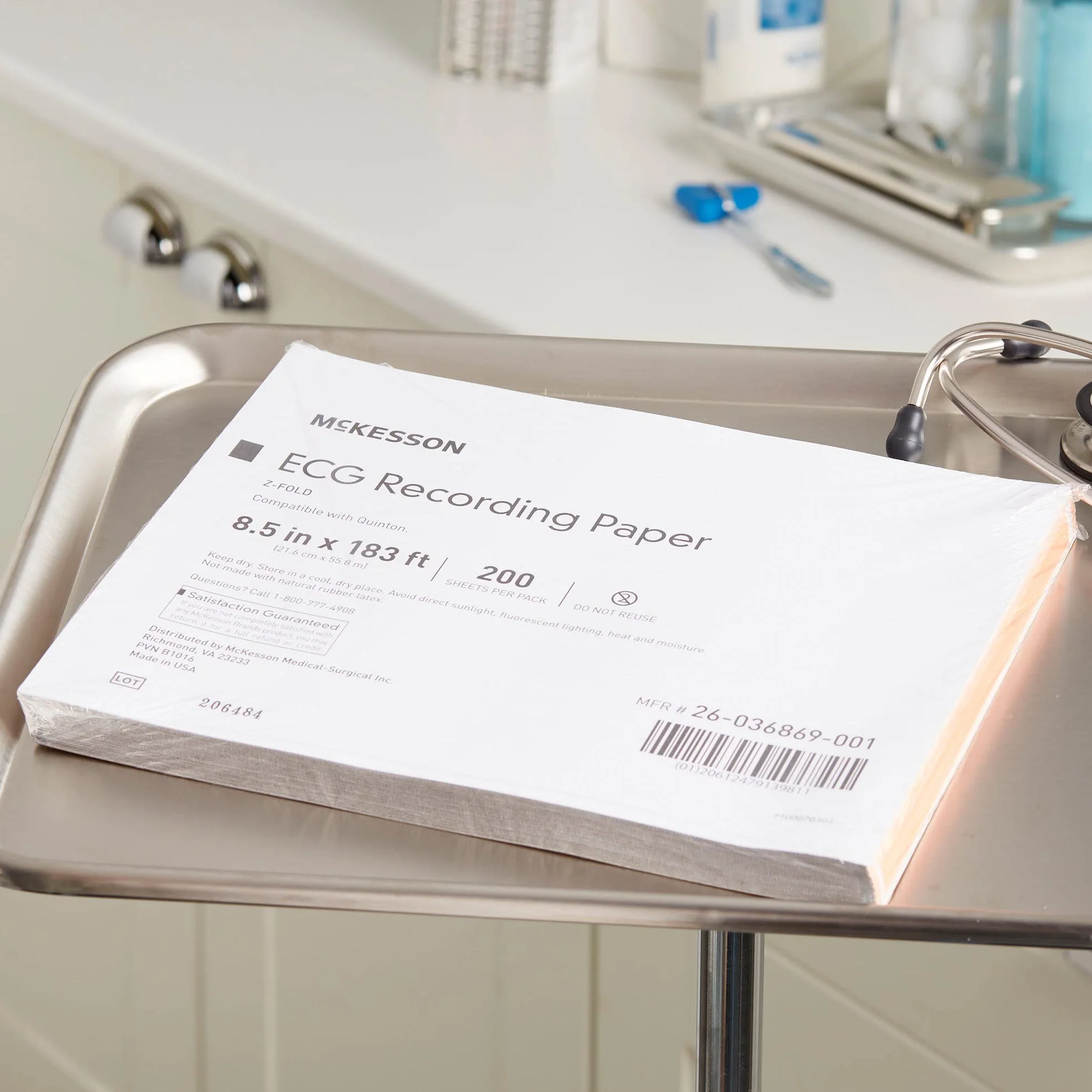 McKesson ECG - 200 fogli di carta termica a griglia rossa, 21,5 cm x 55,8 m
