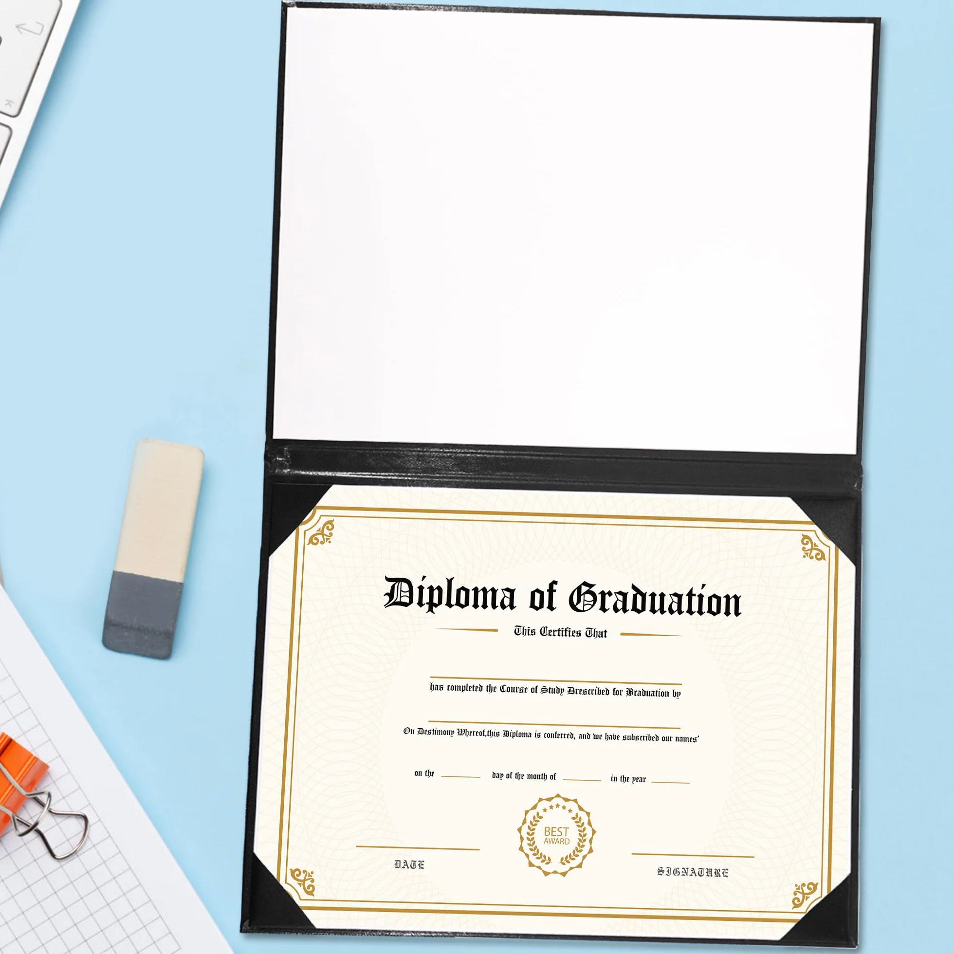 GraduationMall Diploma Copertura per Documenti e Premi e Certificati A4 La Laurea Nero 10 Libri