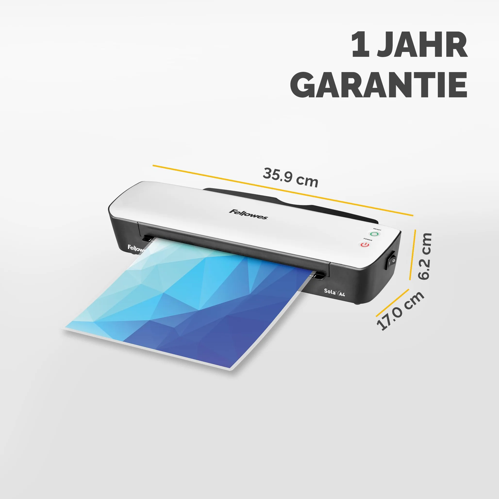 Fellowes plastificatrice Sola, formato A4, fino a 125 micron + Pouches Di Plastificazione per Documenti, Formato A4, 100 pezzi