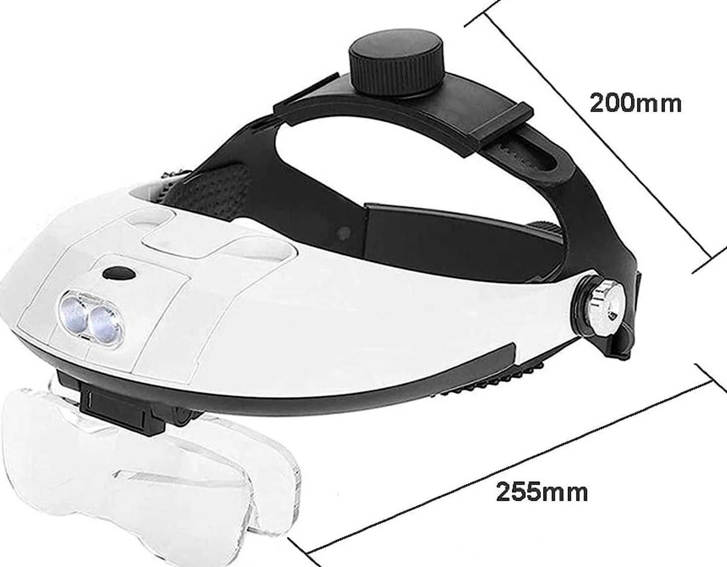 Lente d'Ingrandimento per Fascia con Luce LED, Lente d'Ingrandimento montata sulla Testa, 5 Lenti Rimovibili, Lente d'Ingrandimento a Mani libere per la Lettura