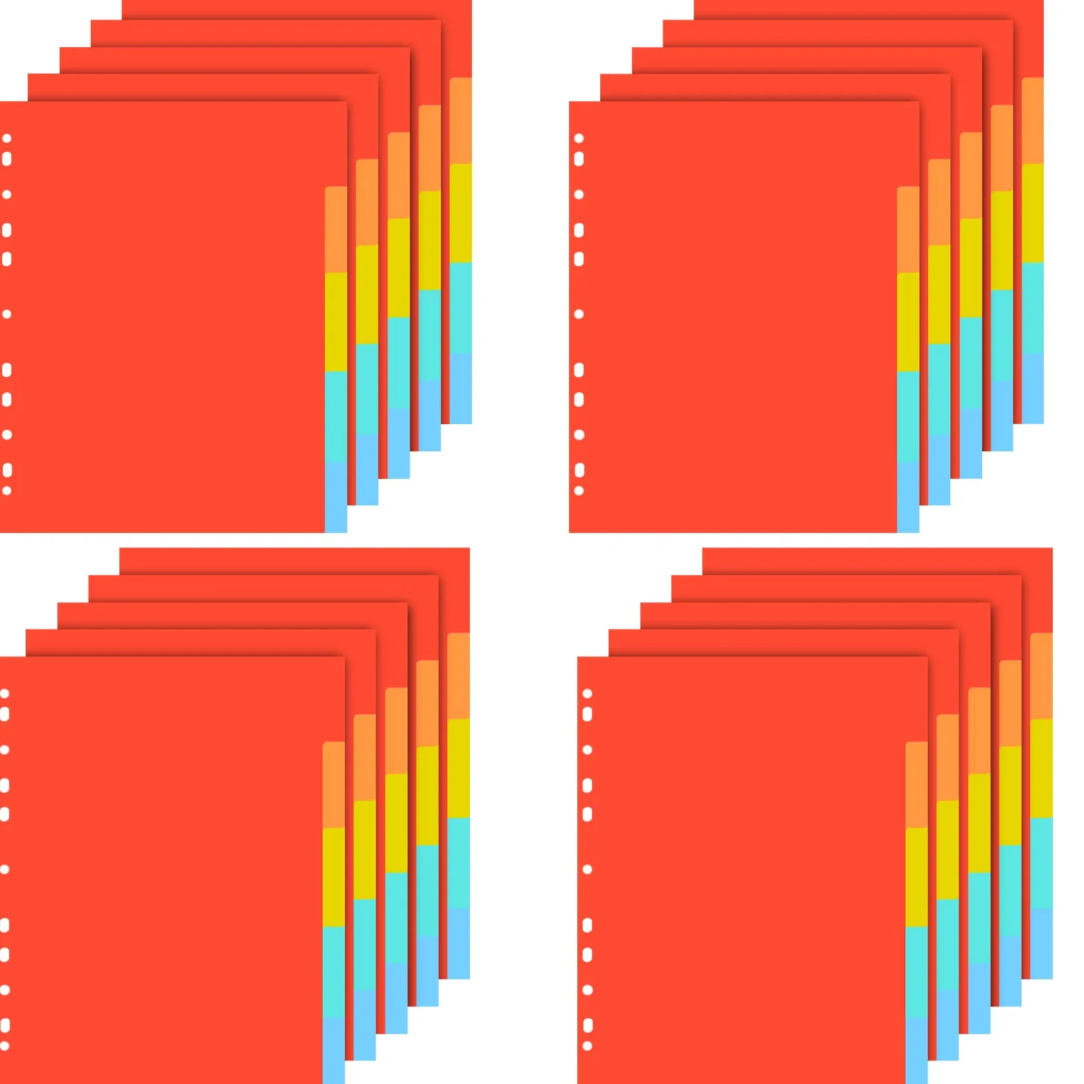 Ctosree Set di 24 divisori in plastica a 3 anelli con linguette per scrivere e cancellare, divisori per raccoglitori a 3 anelli con linguetta inseribile, colori pastello vivaci