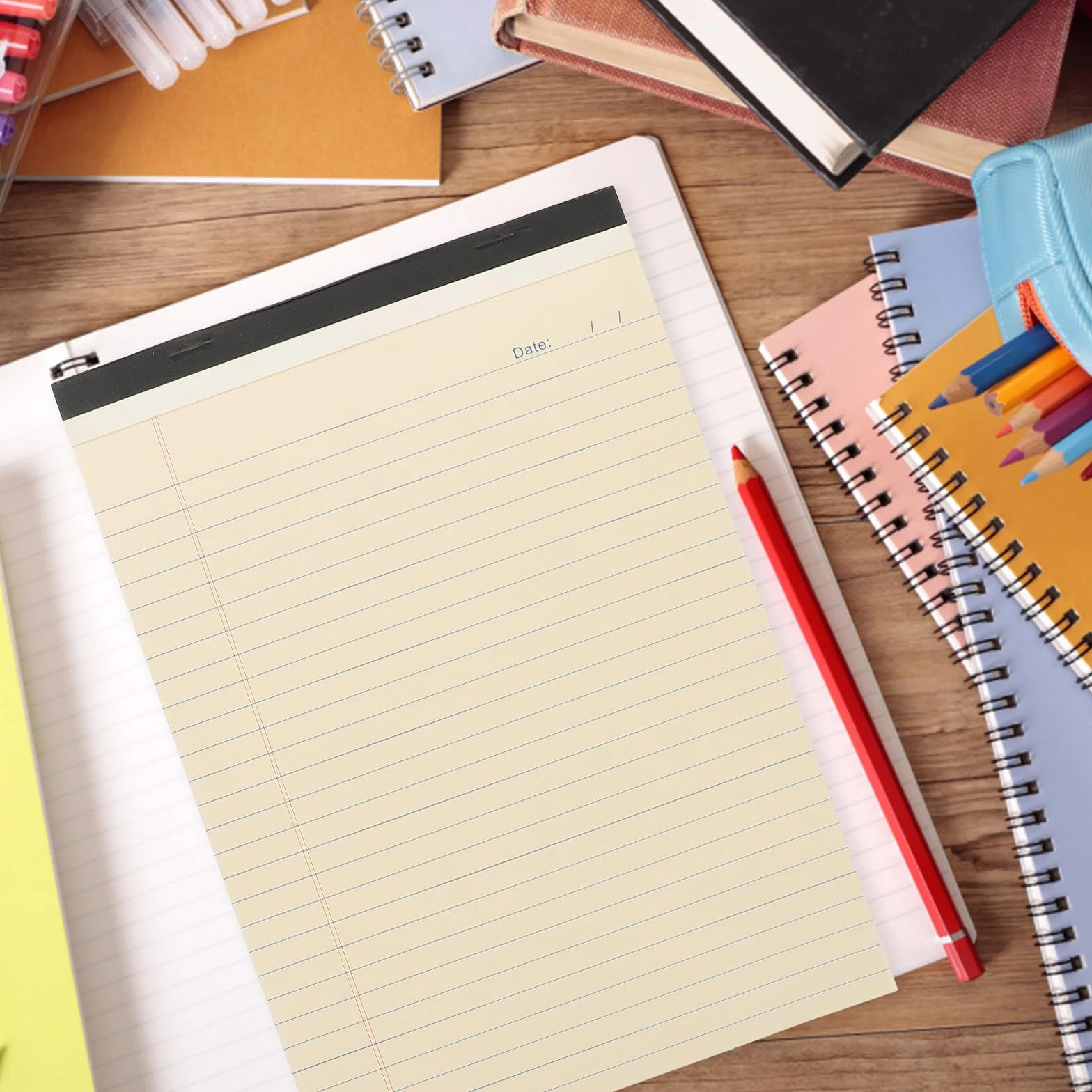 Quaderno Cartonato Righe A4 Beige 4 Pezzi, Blocco Note Strappabile | Carta, Portatile e Data, per Planning e Desk Planner, Fornito in Confezione da 4