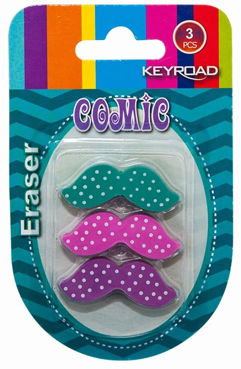 Keyroad Gomme da Cancellare Sintetiche 3 Pezzi Forma Ondulata Mix Colori
