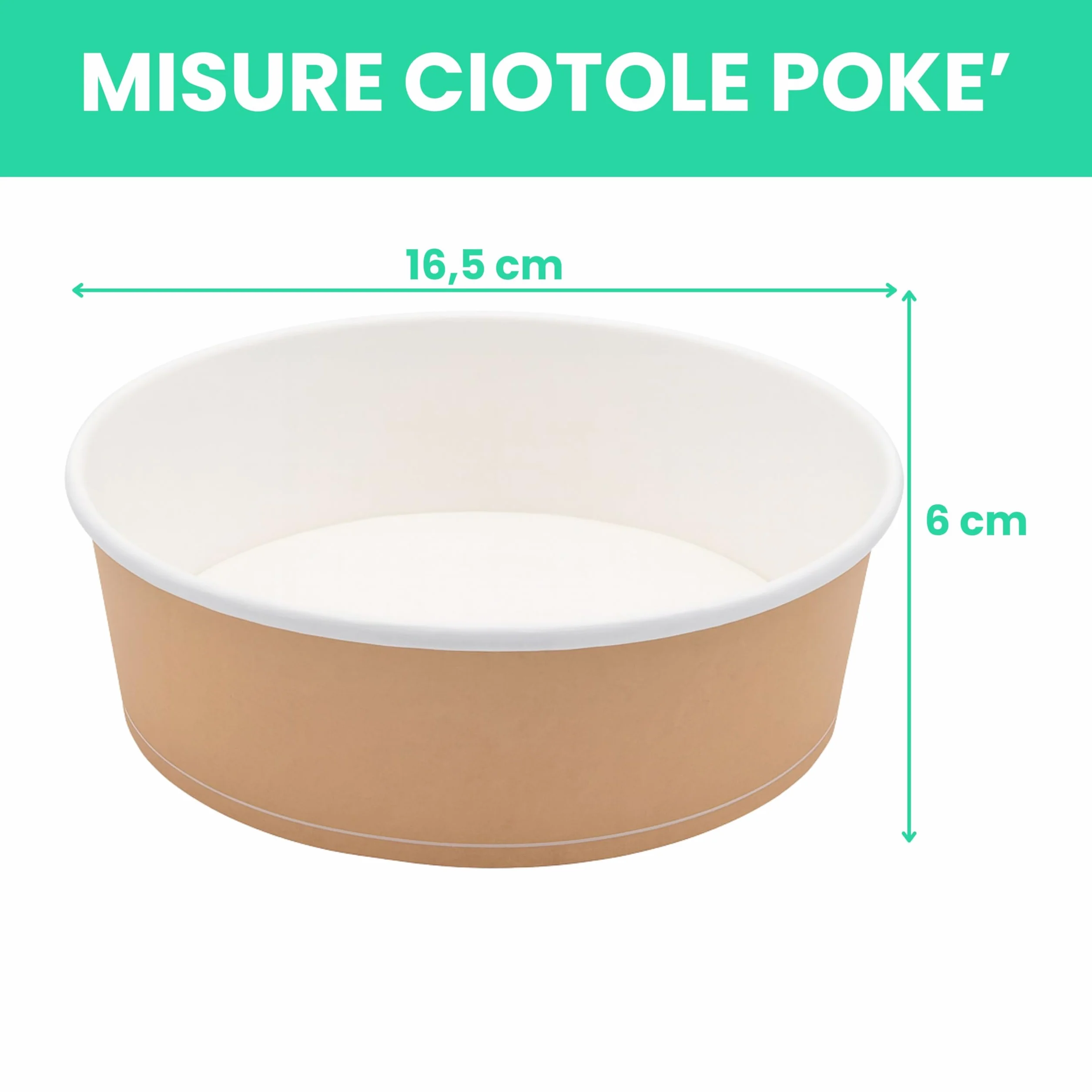 Bowl Poke 100 Pezzi con Coperchi 1L Cartoncino Kraft Alimentare Resistenti a Cibi Umidi e Unti