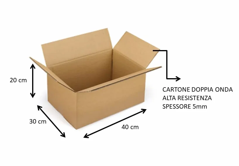 20 Scatole di Cartone Doppia Onda 40x30x20 cm Scatola NEUTRA resistente per TRASLOCHI SPEDIZIONI MAGAZZINO