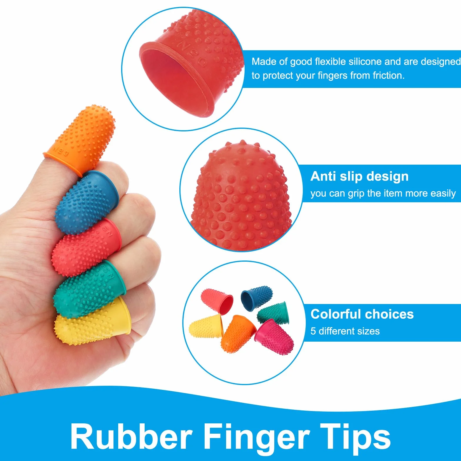 PATIKIL Ditale in Silicone per Dita, 15Pz Protezione Dita Mano Coperture, Rosso Taglia M