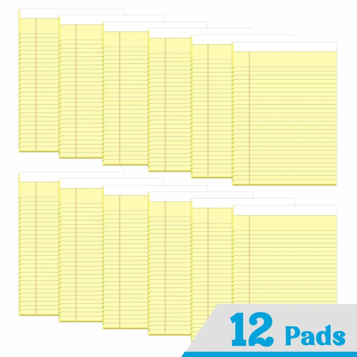 KAISA Blocchi per appunti a righe strette 12,7 x 20,3 cm 50 fogli 12 blocchi canarino