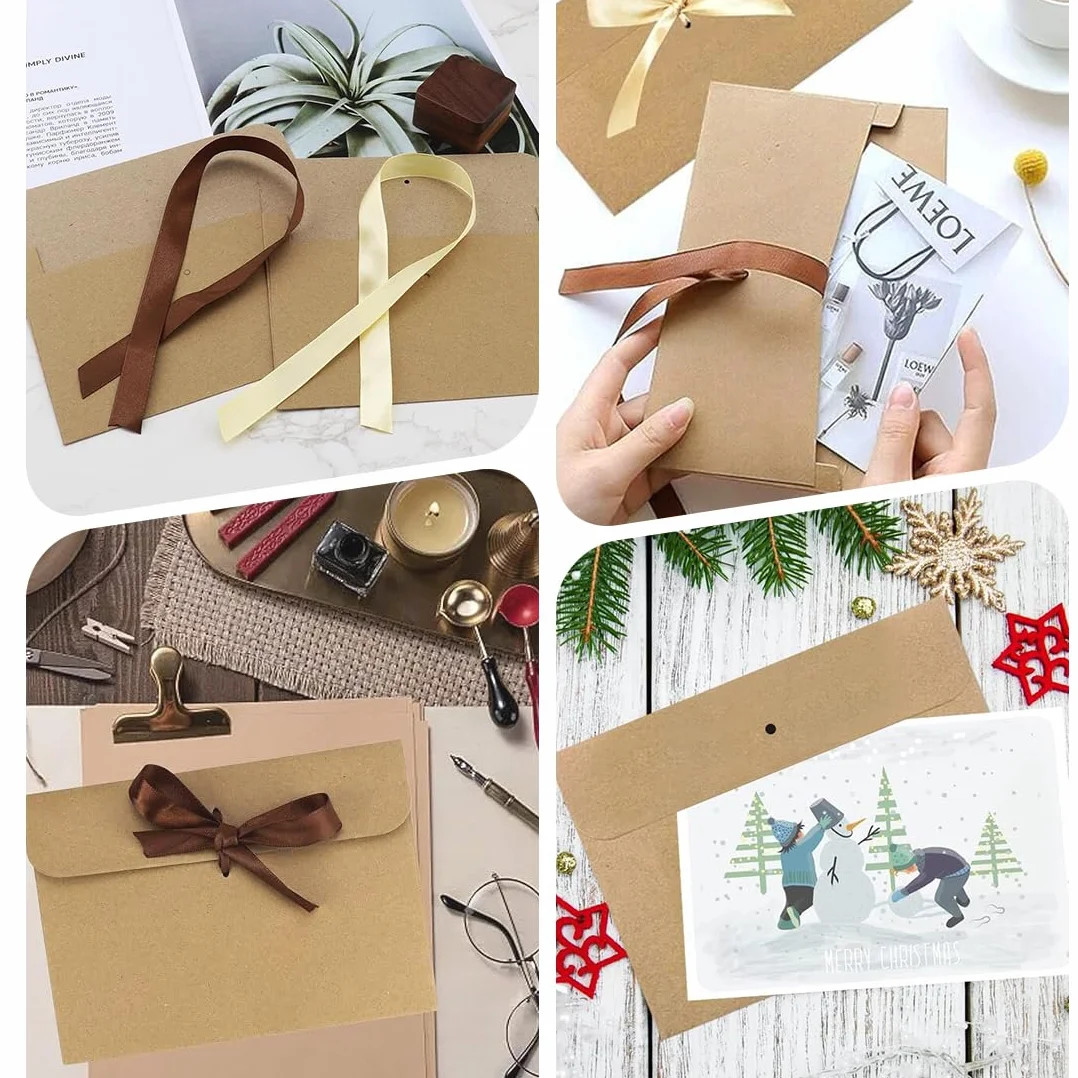 WeddHuis 20 Pezzi Busta di Carta Kraft Riciclata Vintage per Compleanno Matrimonio Inviti
