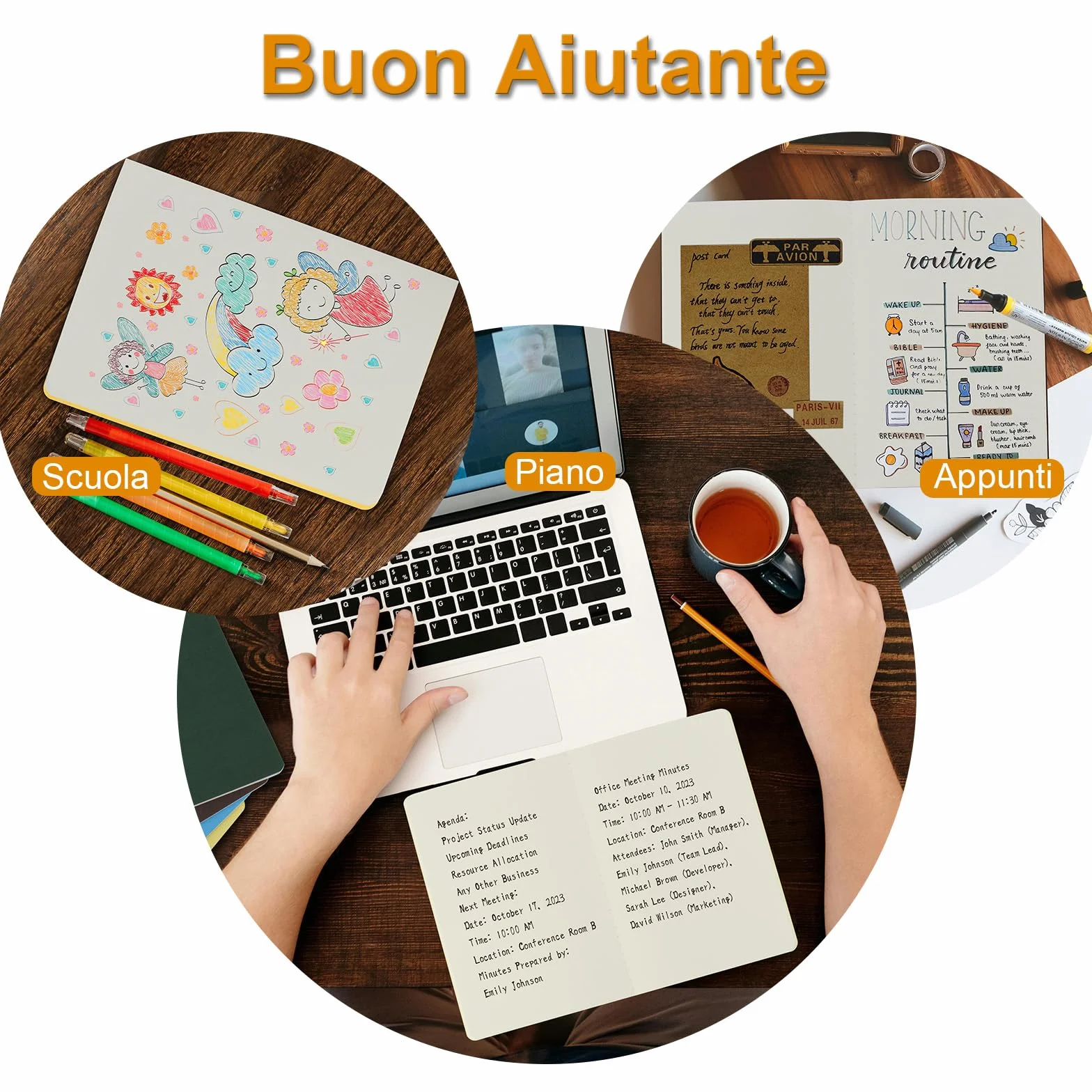 Taccuino A5, Confezione da 12 Quaderni, 30 Fogli, 60 Pagine, Multicolore Bianco