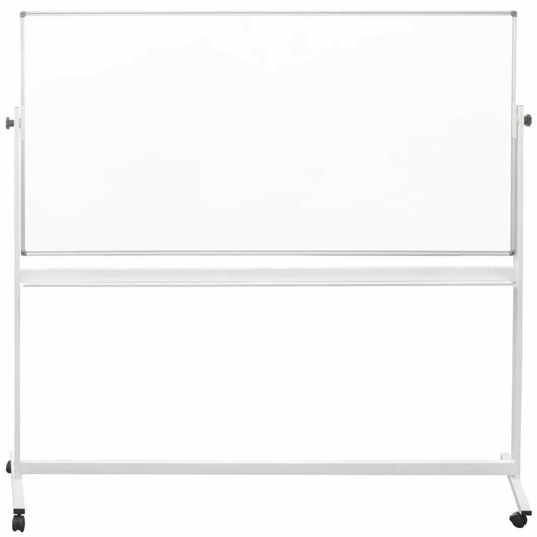 Lavagna magnetica bifacciale scrivibile 90x180 cm | con ruote e porta pennarelli