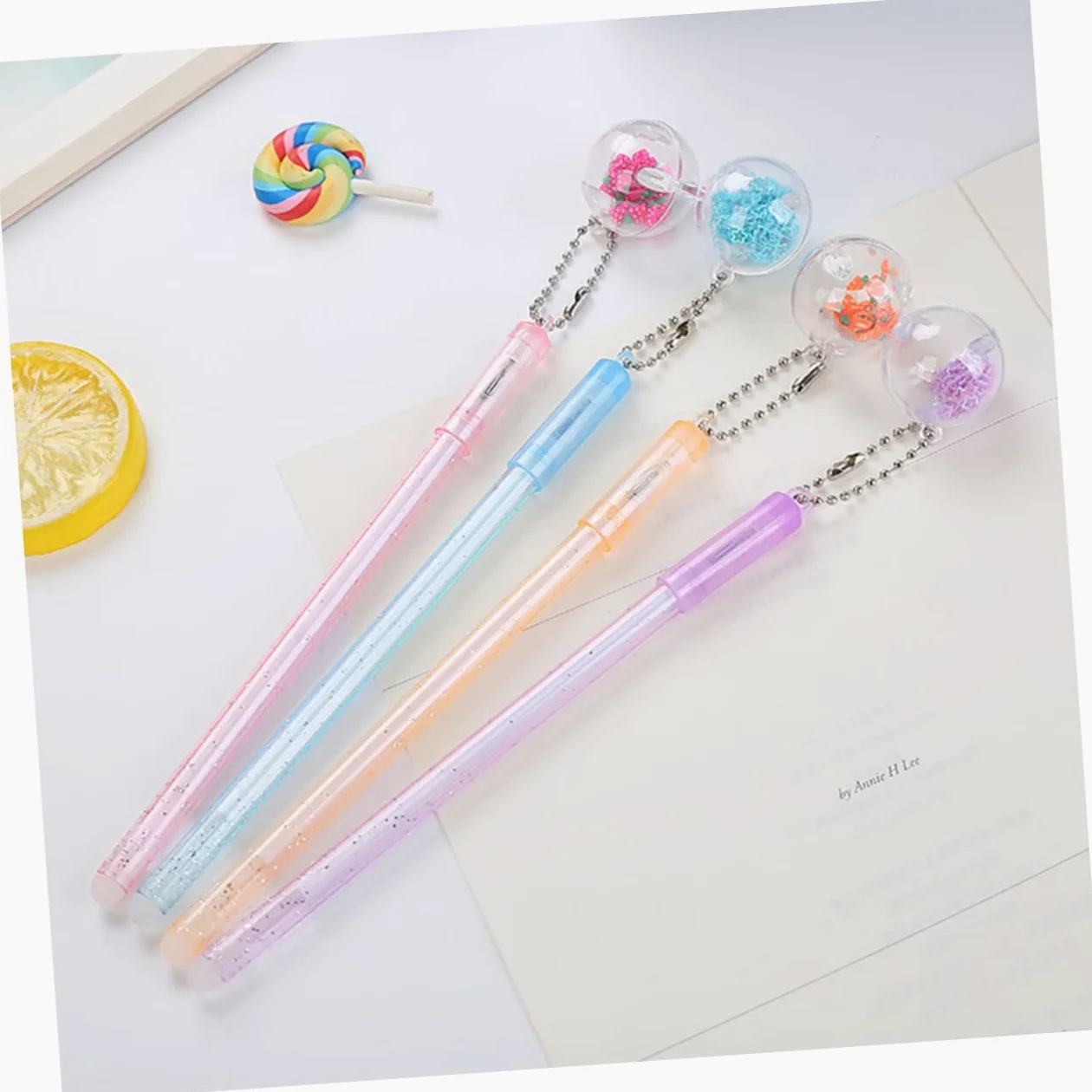 Angoily 30 Pezzi Penne Gel Colorate con Ciondolo Barattolo Penne per Studenti e Ufficio Scrittura Materiale Ecologico Stilo Robusto e