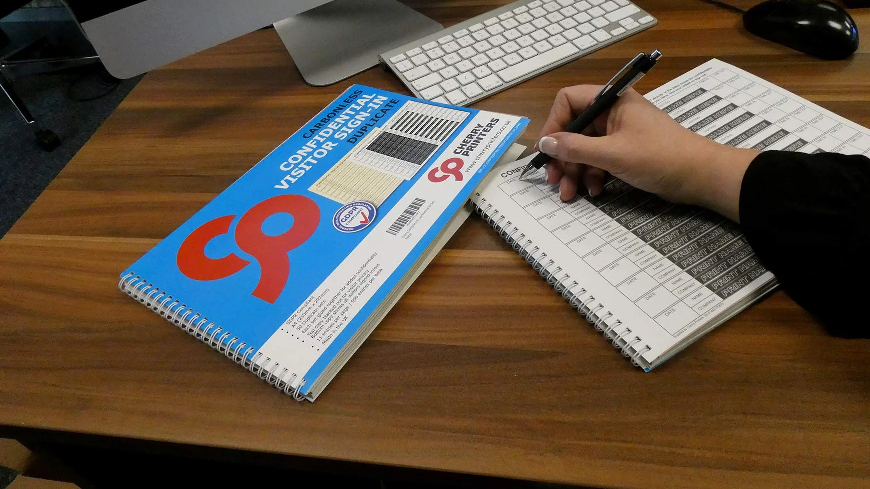 Cherry Printers Carbonless NCR Visitor Sign in Duplicate Wiro Book A4 50 Set