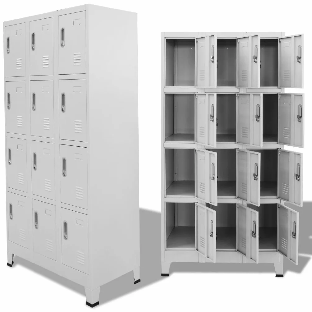 Tidyard Armadio spogliatoio Metallico in Acciaio, con 12 Ante con Serratura, per Gli Spogliatoi Sportivi o Aziendali, 12 Scomparti 90x45x180 cm