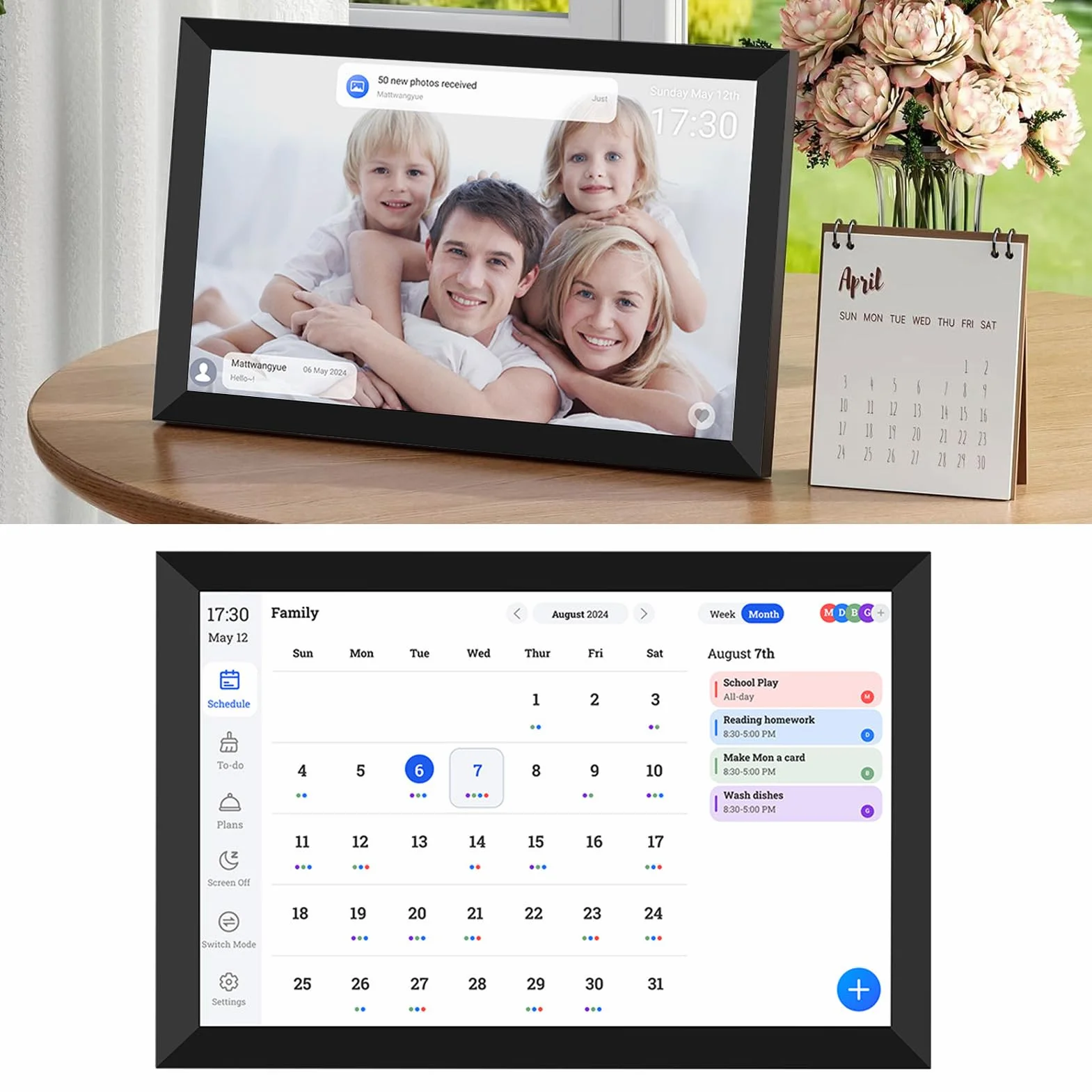 Fafeicy Calendario Digitale Touchscreen 10,1 Pollici HD Wi-Fi Pianificatore Familiare Gestione Attività Giornaliere Cornice Fotografica Digitale Smart Organizzatore Quotidiano