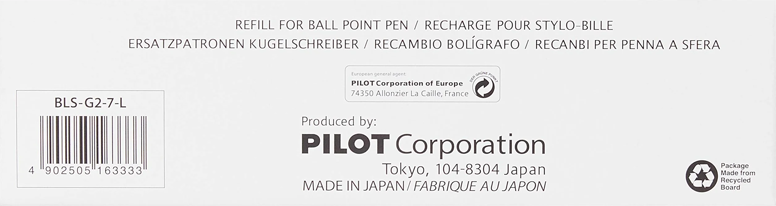 Pilot BLS-G2-7-L wkład do długopisu G-2, żel, 0,7 mm, niebieski, 12 sztuk