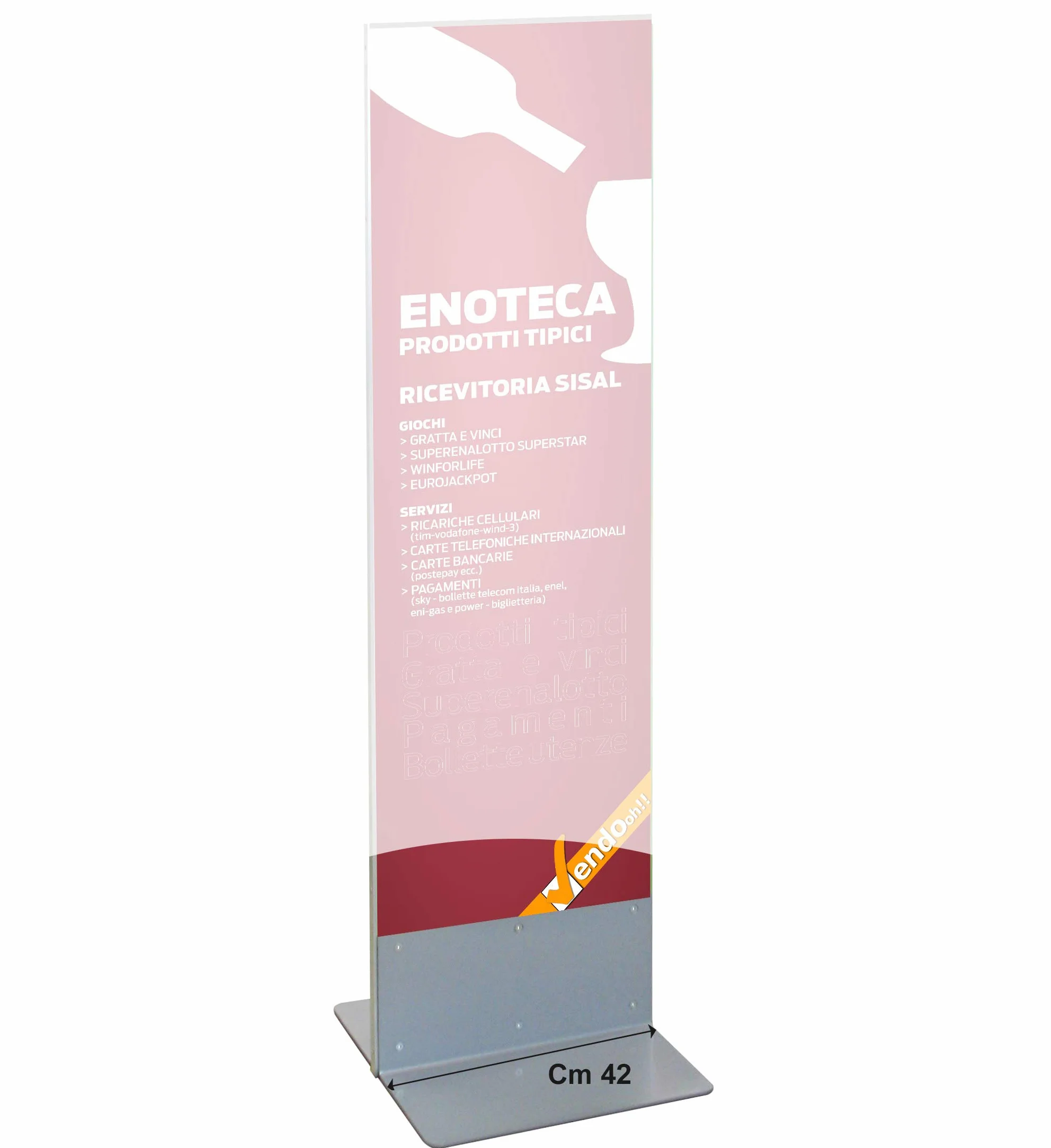 BASE 42 CM IN METALLO PER TOTEM PUBBLICITARIO BIFACCIALE ESPOSITORE DA PAVIMENTO