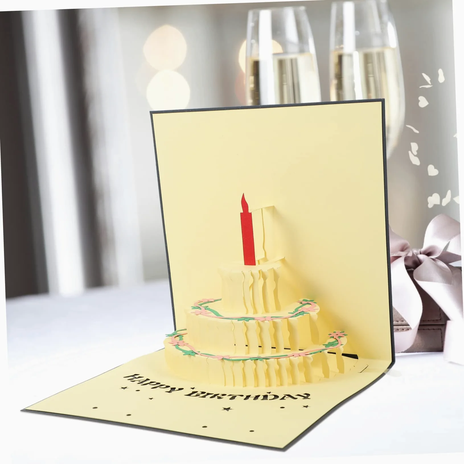 NUOBESTY 3pezzi Biglietto Compleanno Con Musica e Luce Augurale Creativa Per Festeggiamenti Originale Per Compleanno Con Design Elegante e Delicato Perfetta Per Sorprese Speciali