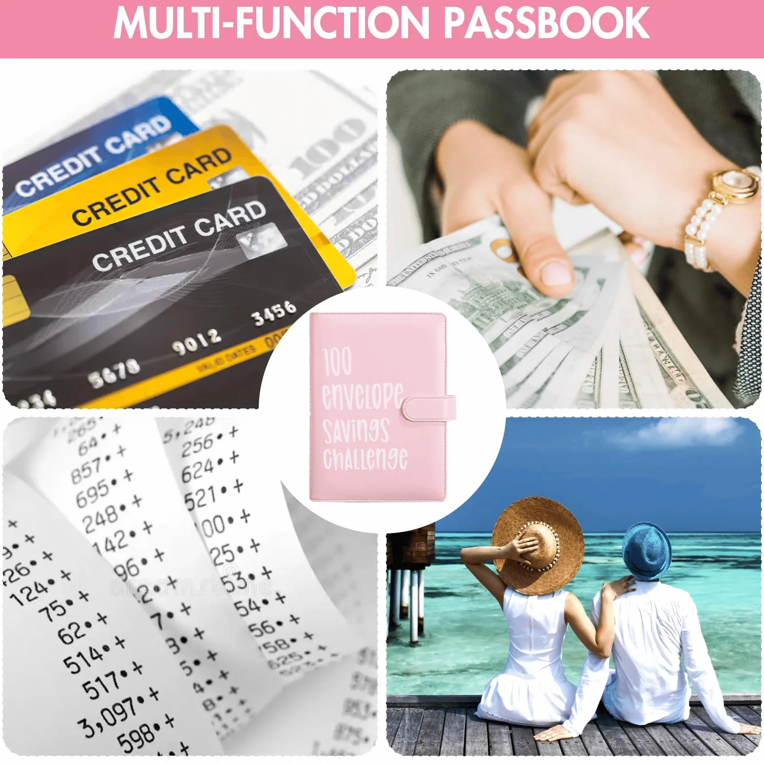 100 Envelope Savings Challenge Binder, A5 Libro Del Risparmio, Risparmia € 5050, Budget Planner, Rosa