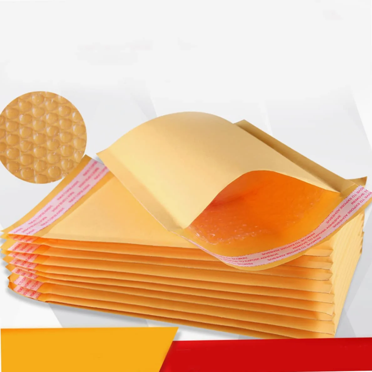 Buste a Cuscinetto D'aria in Carta Kraft Arancia, 50 Pezzi, Spedizione | Pe e Carta Kraft, Autochiudenti e Impermeabili, per Negozi e Scuole, Adatte a Scrittura Ordinata