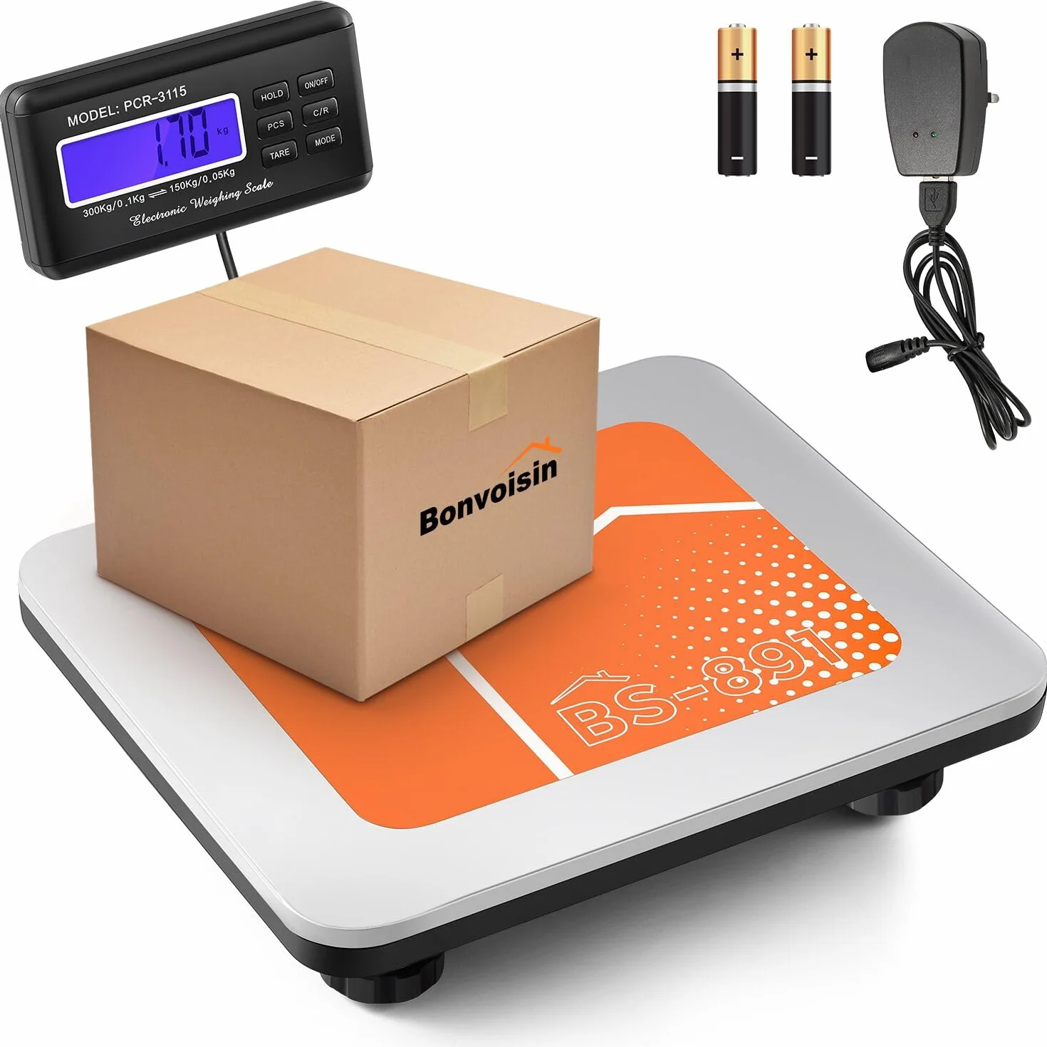 Bonvoisin Bilancia Postale Digitale 300kg/660lb Display LCD Esterno Piatto 36x30cm