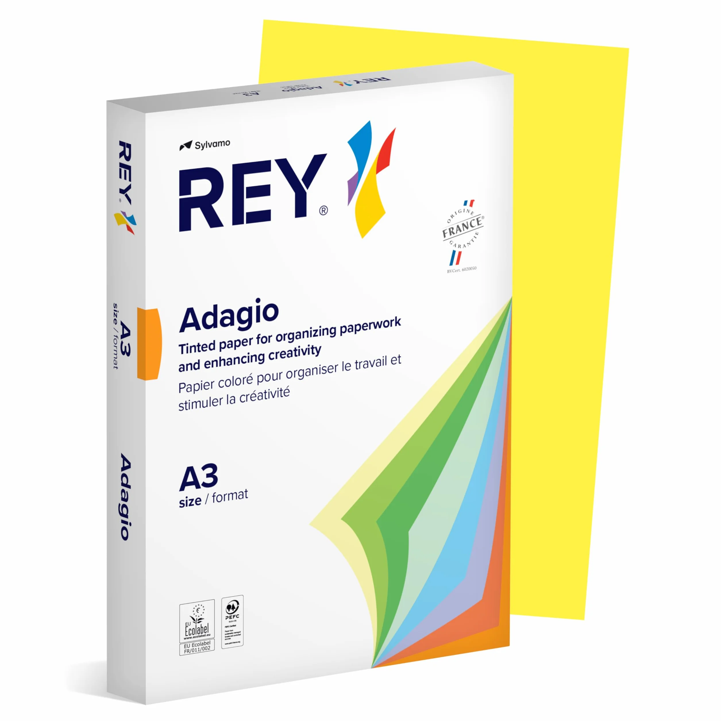 Papyrus Adagio - 500 fogli di carta colorata per stampante a getto d'inchiostro/laser, 80 g, formato A3, colore: giallo vivo
