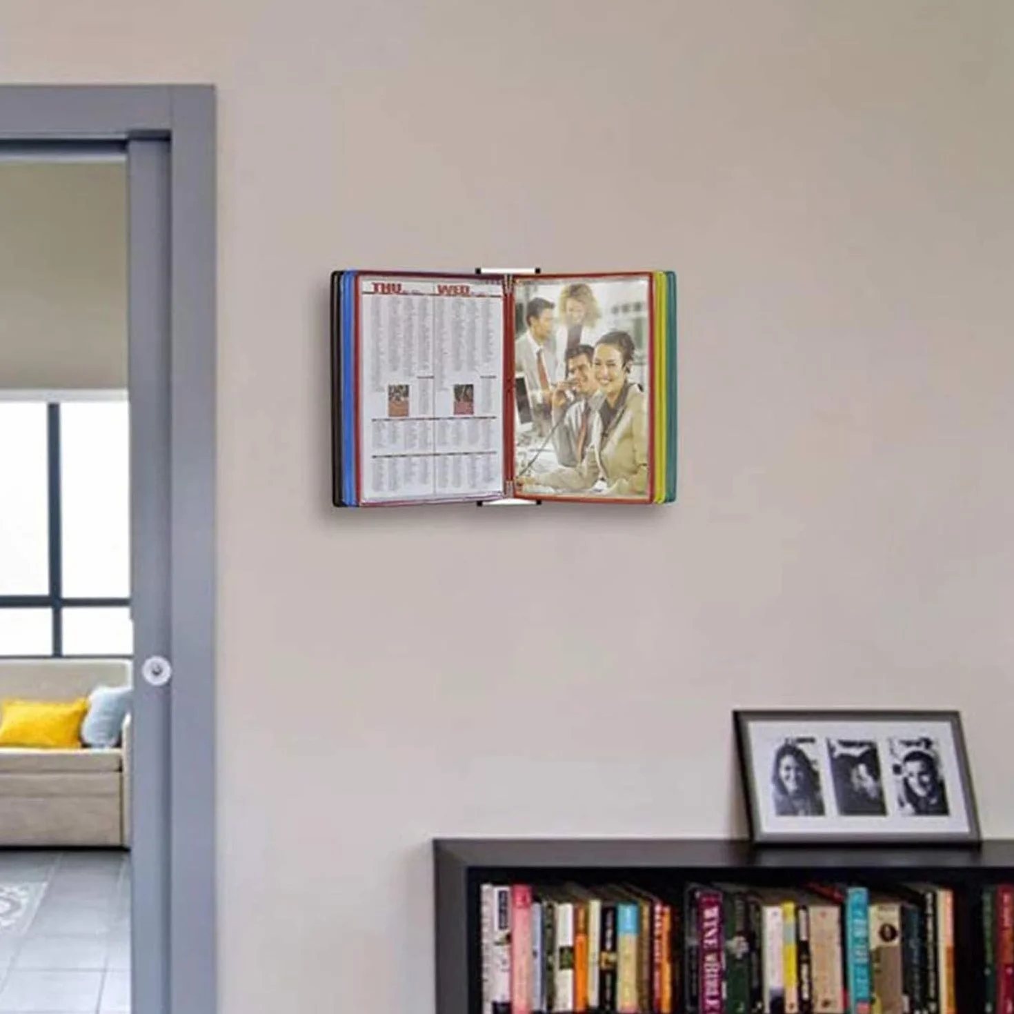 Generico Portadocumenti da tavolo in metallo e PVC, 10 tasche espositive, capacità 20 fogli, sistema, raccoglitore da tavolo A4