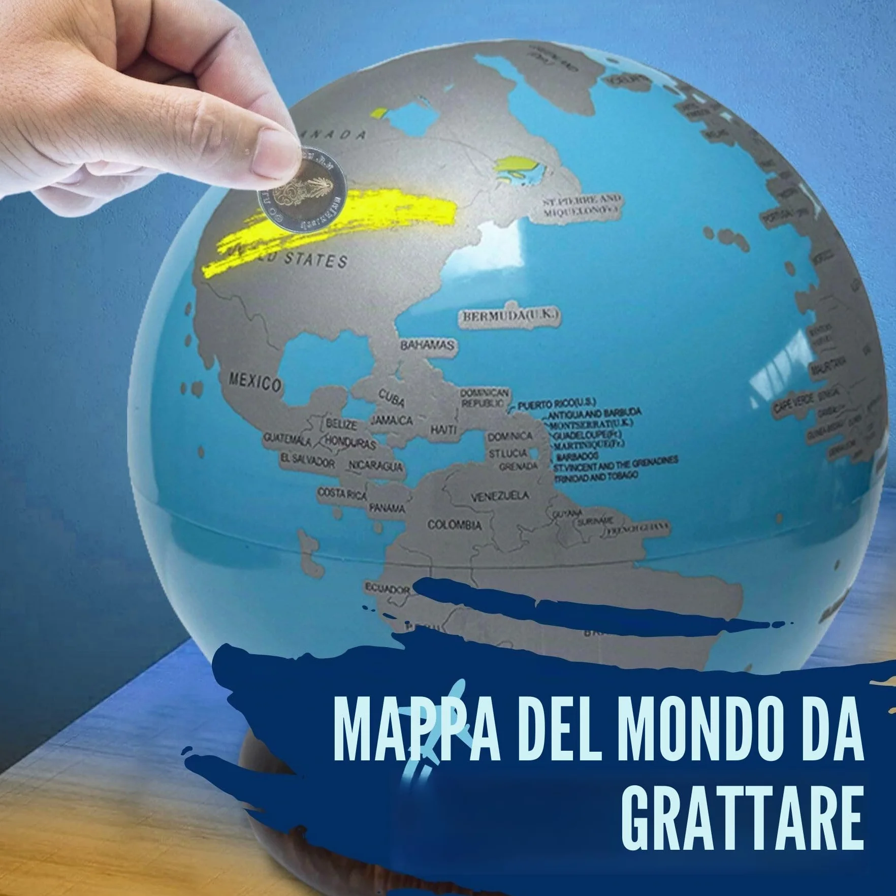 Boxer Gifts Globe Trotter - Mappa del mondo da grattare con luci LED, regalo unico per viaggiatori, camper e furgoni