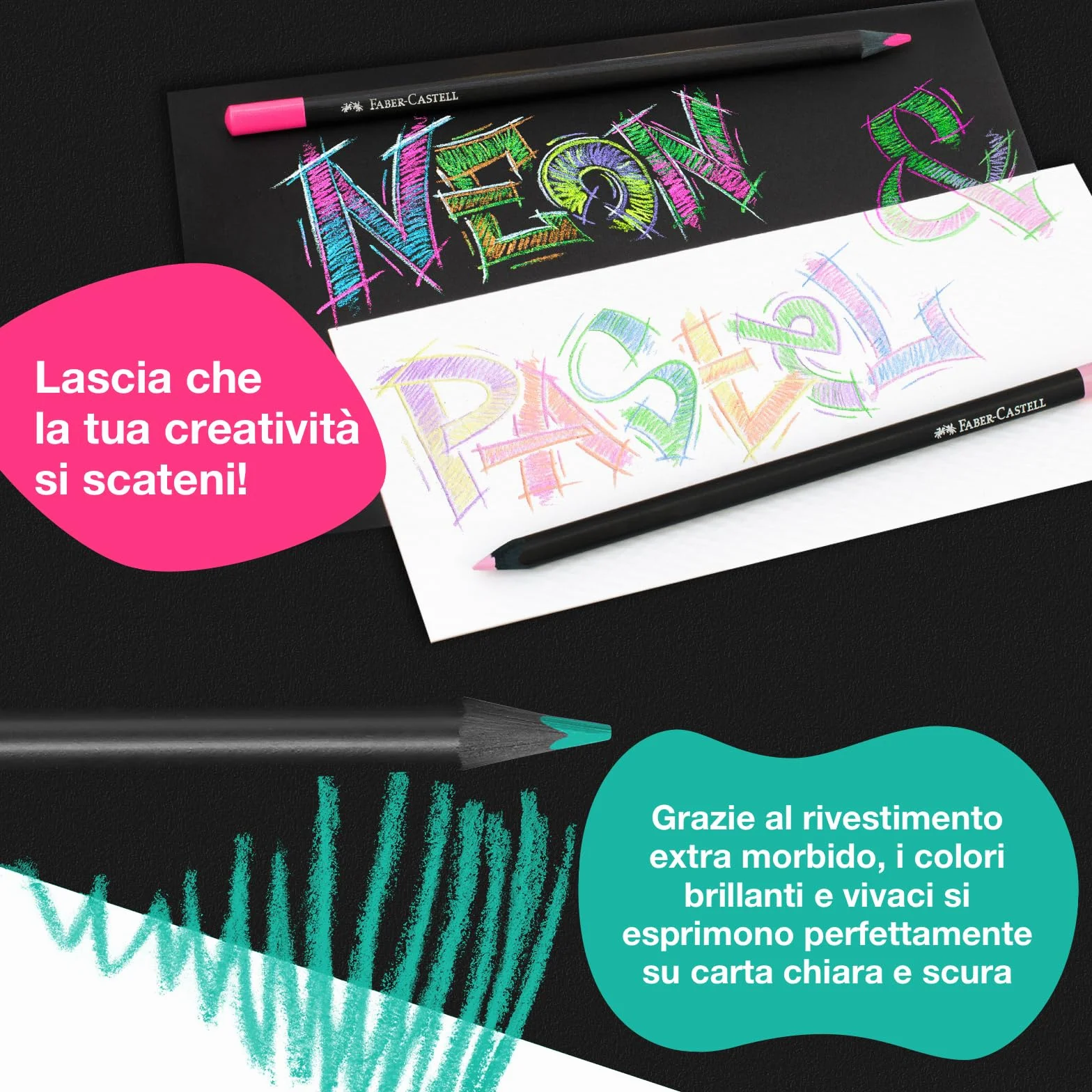 Faber-Castell Black Edition 36 Matite Colorate, Astuccio in Metallo, Resistenti, Impugnatura Ergonomica
