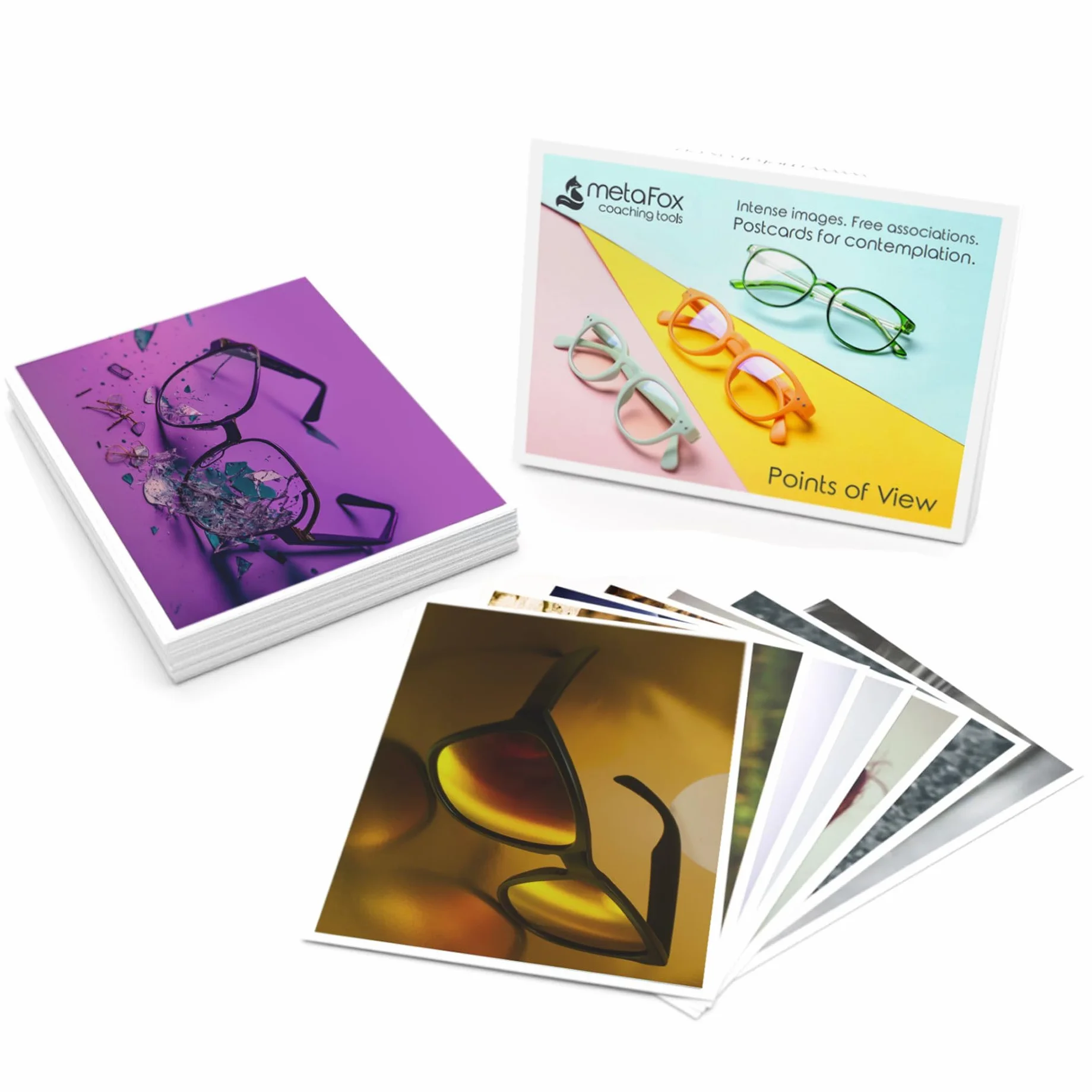 metaFox - Points of View-Set - 52 carte di coaching per cambiare prospettiva e sviluppo personale - Cartoline come impulso per coaching, workshop e terapia per adulti